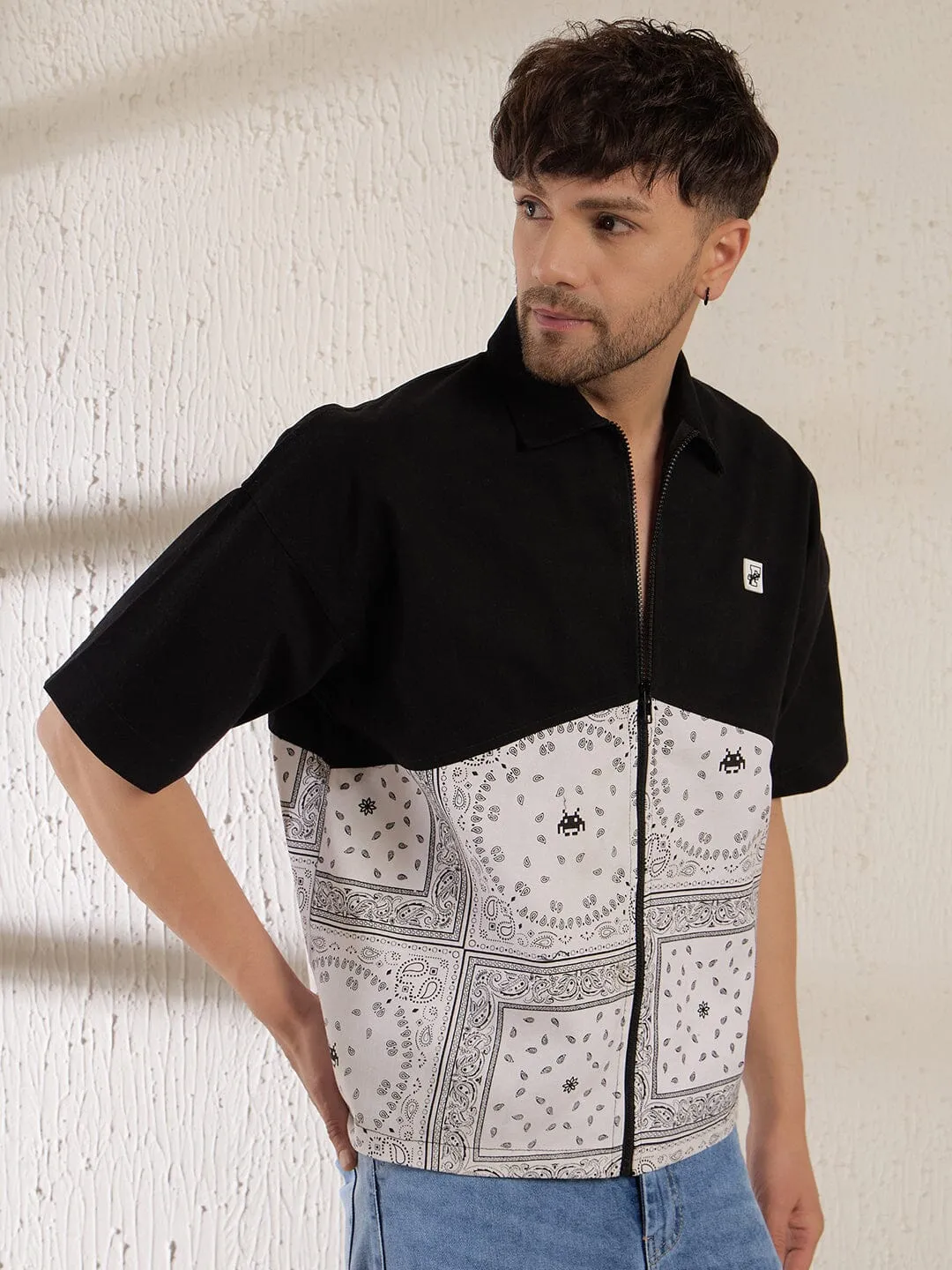 Black Paisley Zipped Shirt