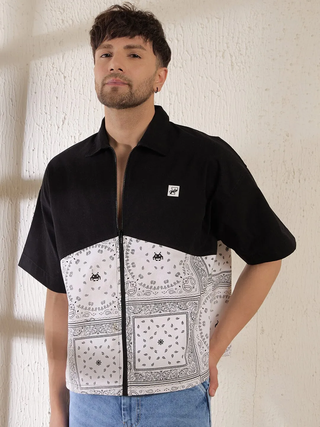 Black Paisley Zipped Shirt