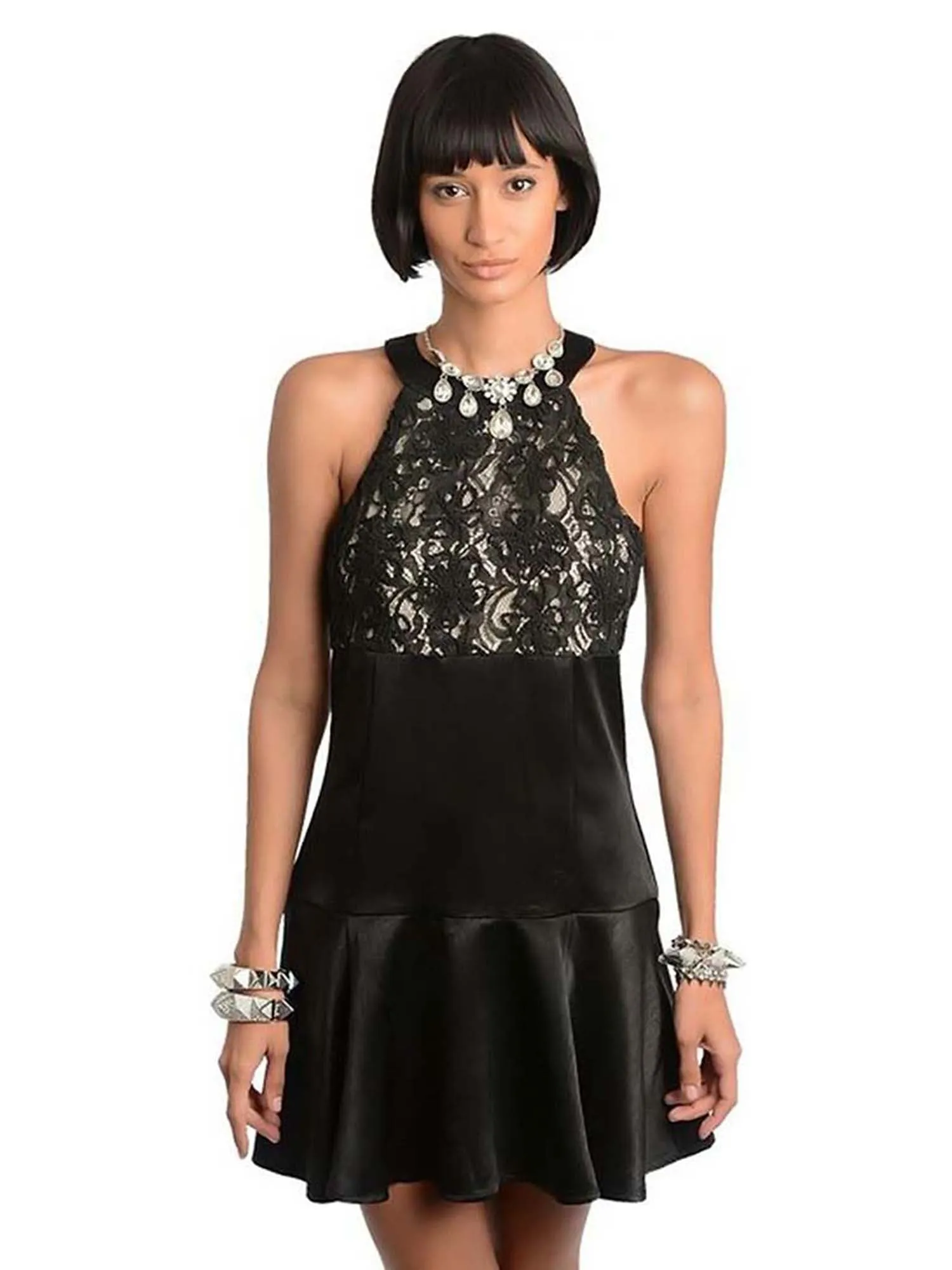 Black Satin Sleeveless Racerback Cocktail Dress Size Small