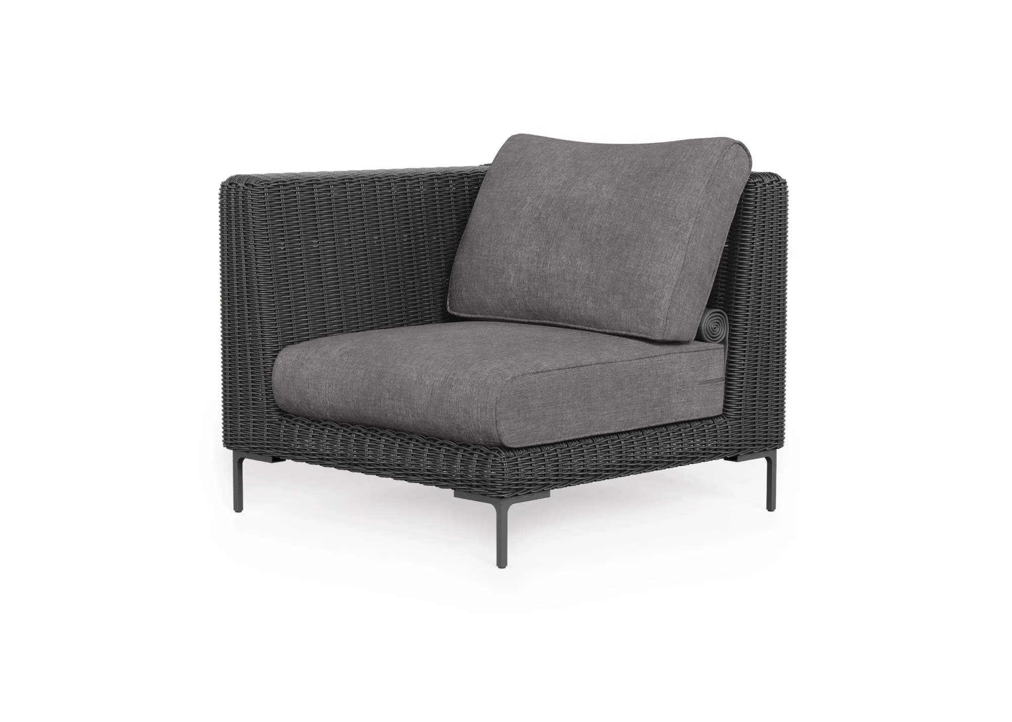 Black Wicker Outdoor Corner Chair - Left/Right