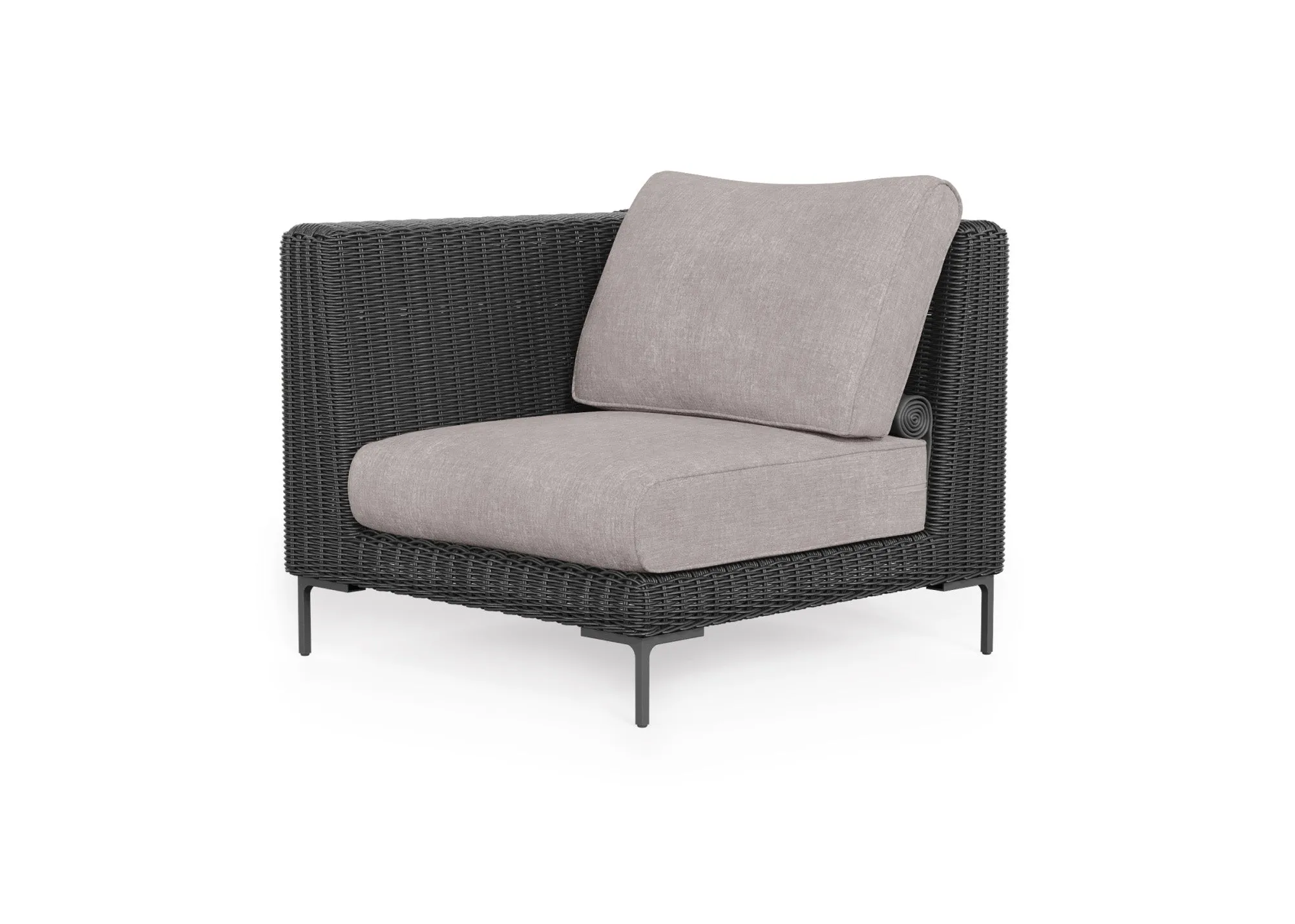 Black Wicker Outdoor Corner Chair - Left/Right