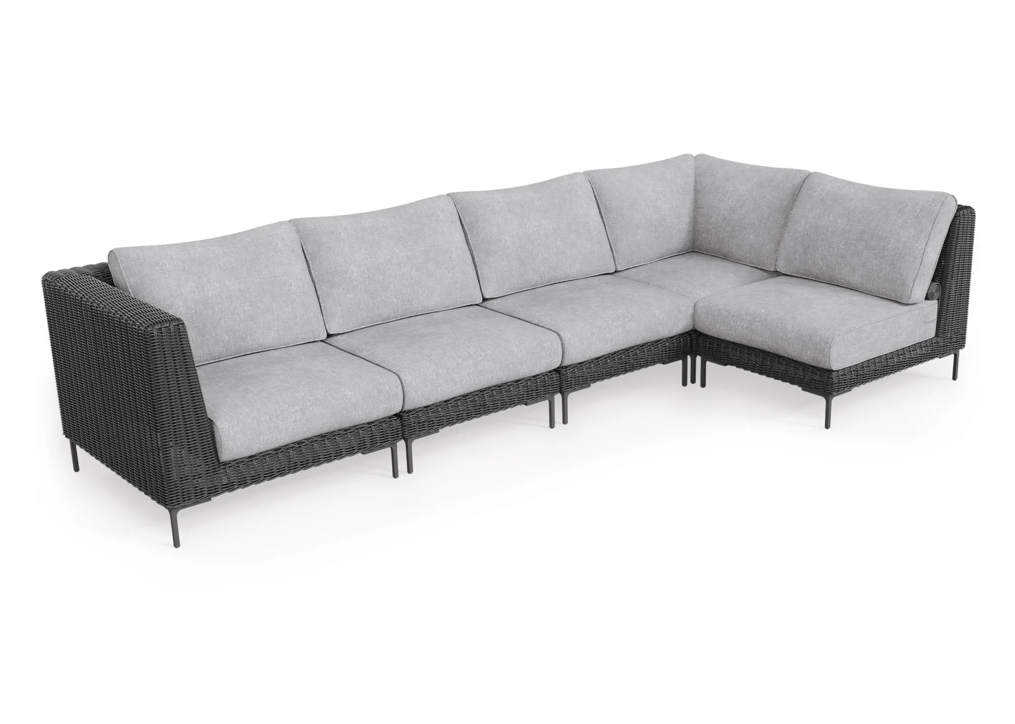 Black Wicker Outdoor L Sectional - 5 Seat