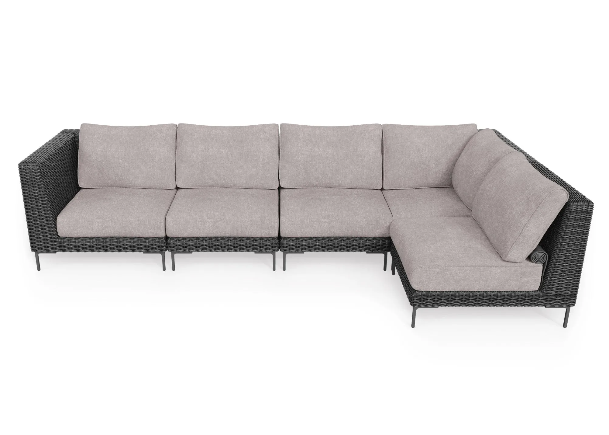 Black Wicker Outdoor L Sectional - 5 Seat
