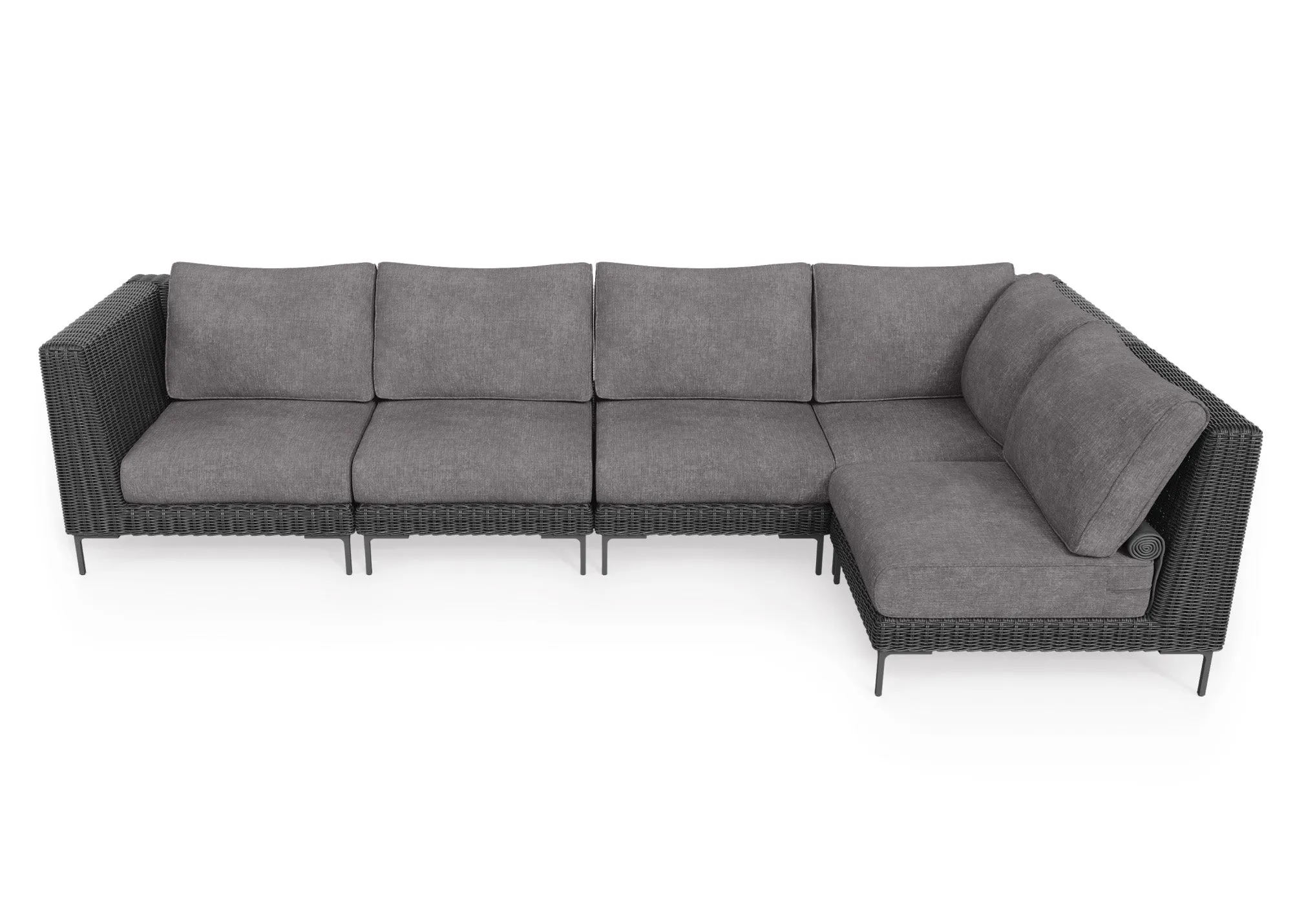 Black Wicker Outdoor L Sectional - 5 Seat