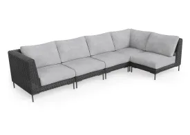 Black Wicker Outdoor L Sectional - 5 Seat