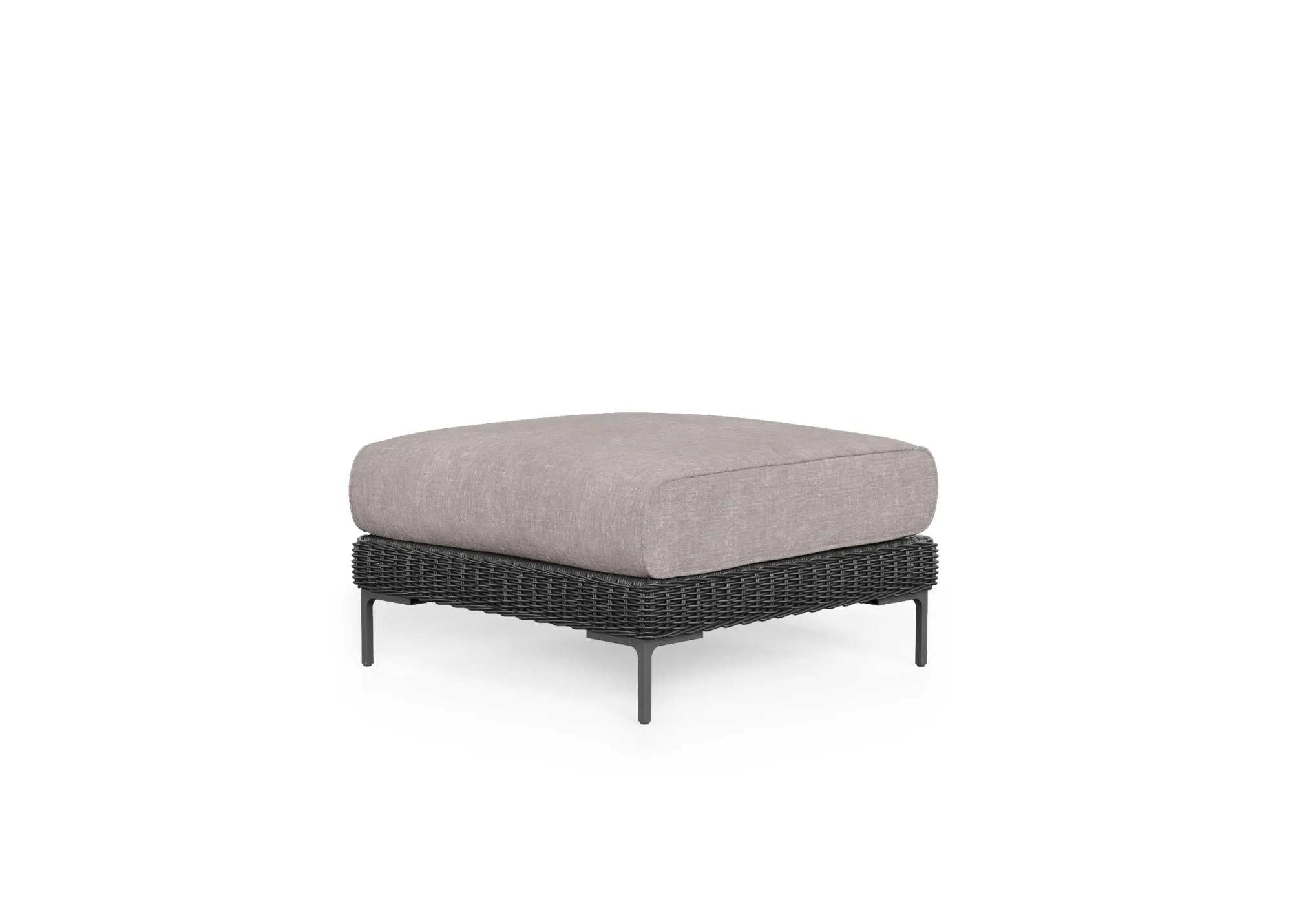 Black Wicker Outdoor Ottoman