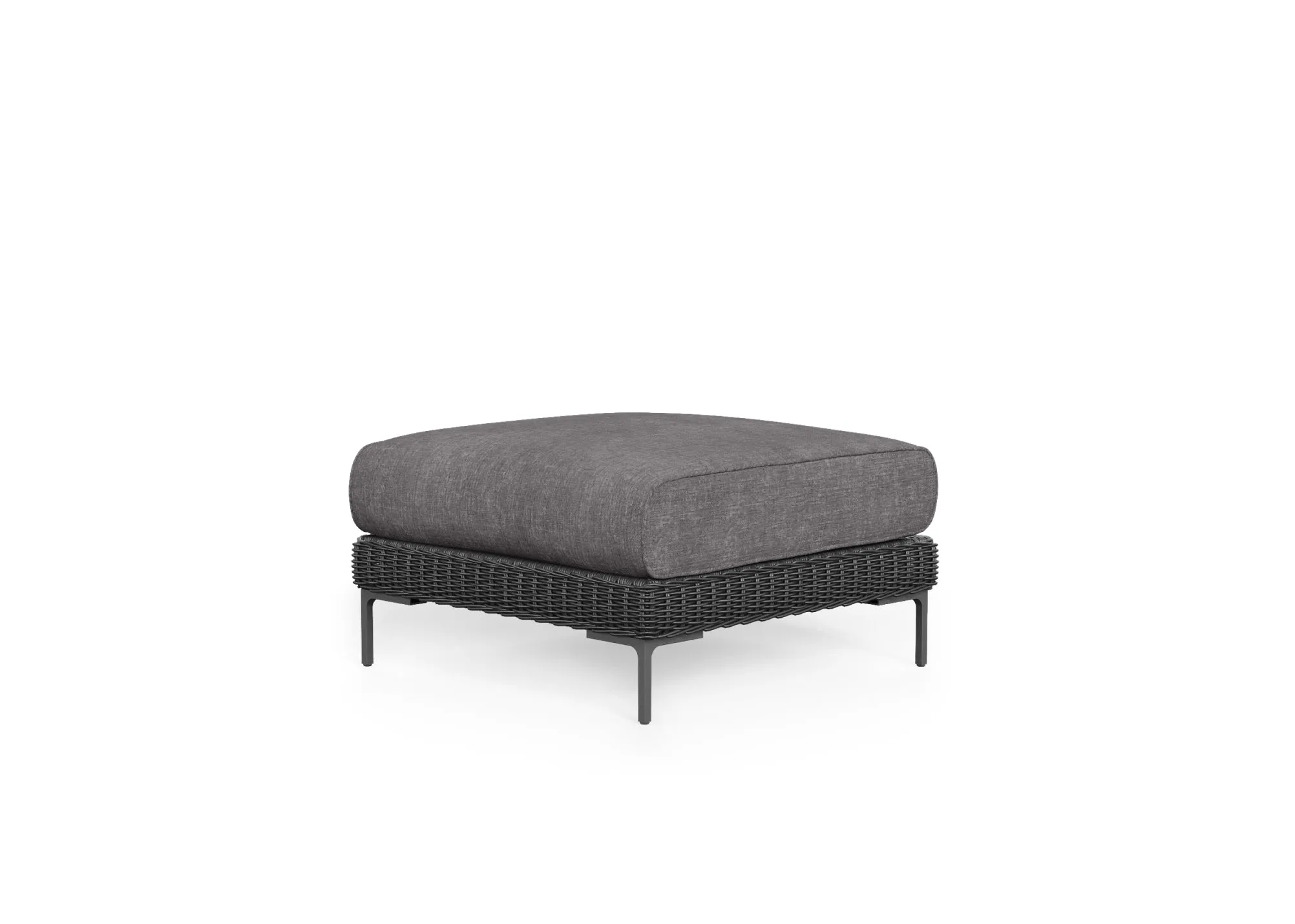 Black Wicker Outdoor Ottoman