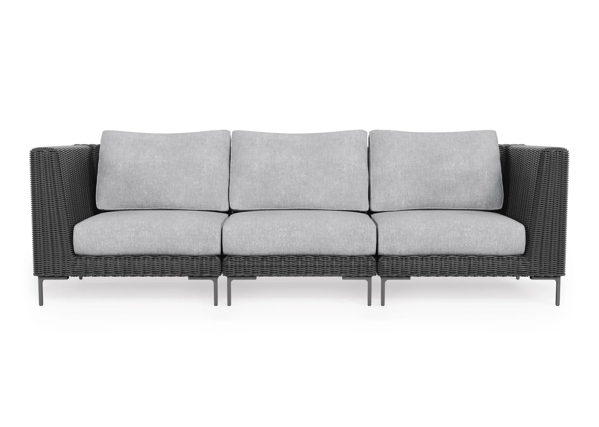 Black Wicker Outdoor Sofa - 3 Seat