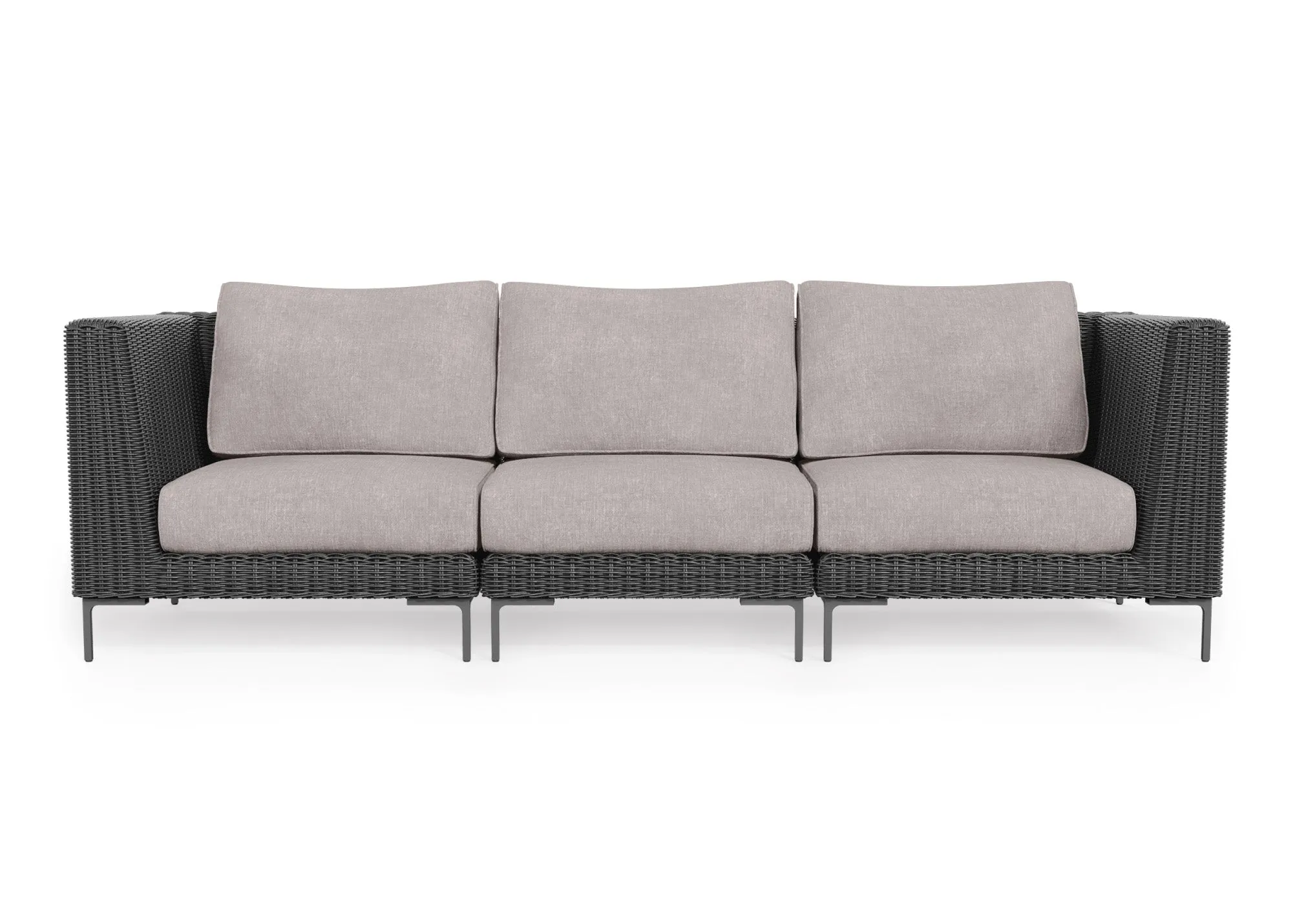 Black Wicker Outdoor Sofa - 3 Seat