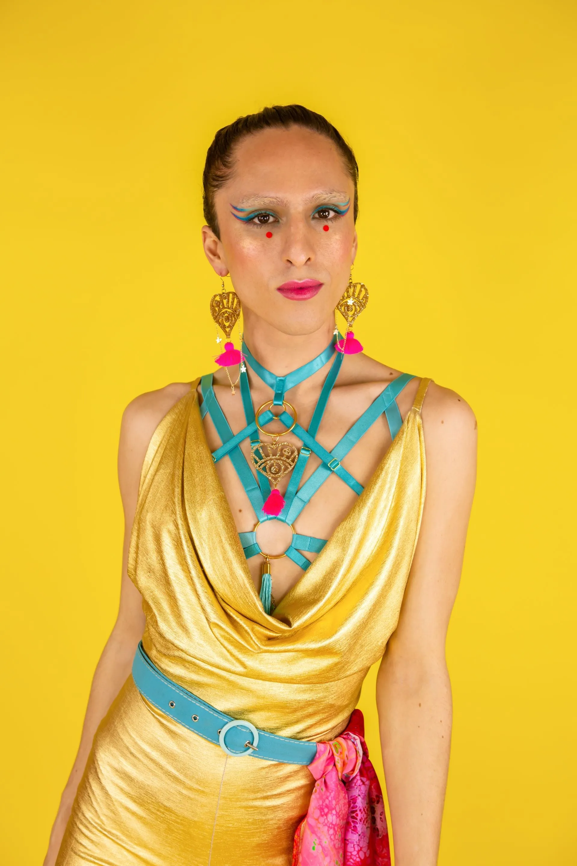 Blue Harness with logo, tassel and star chain detail