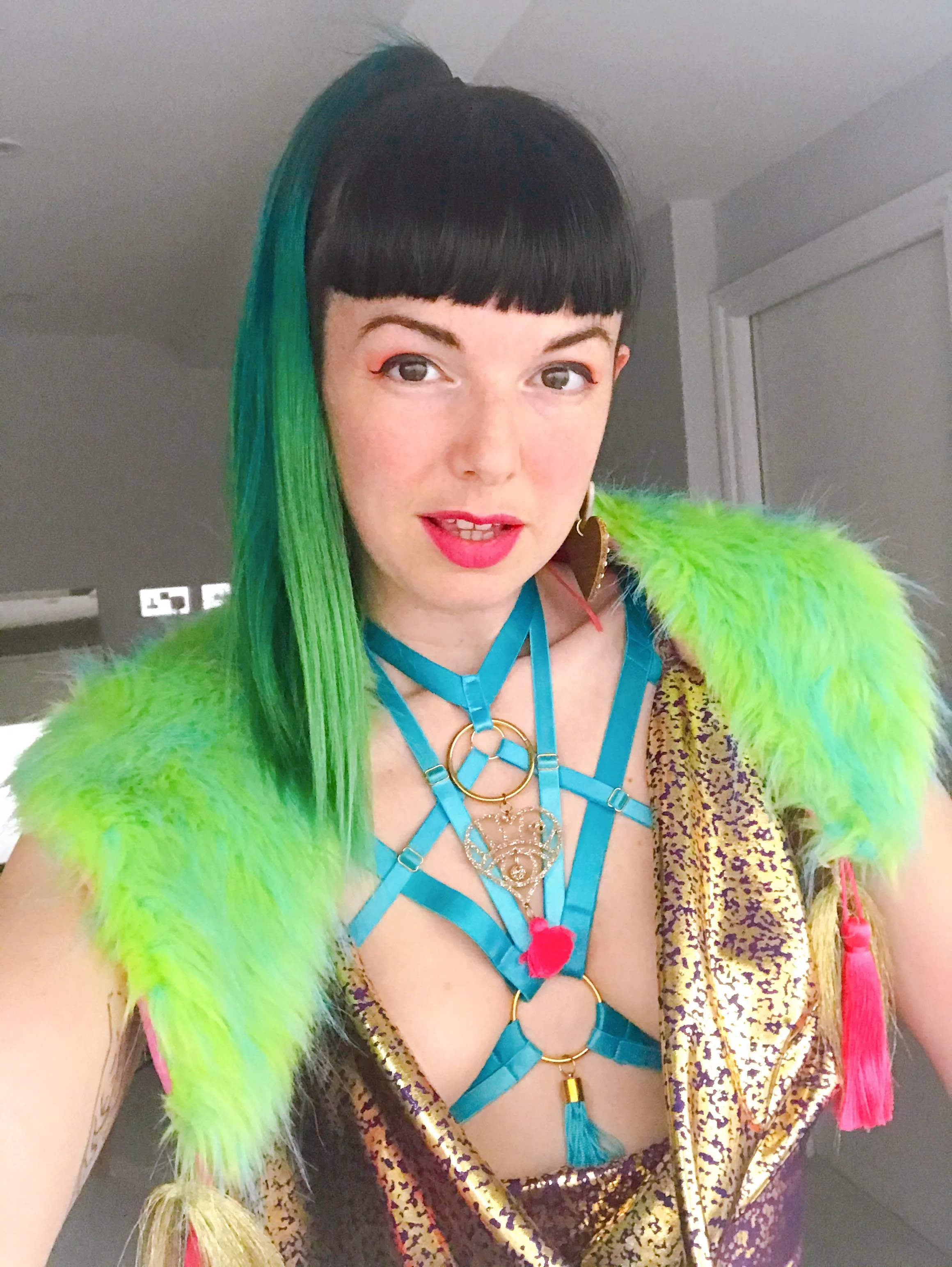 Blue Harness with logo, tassel and star chain detail