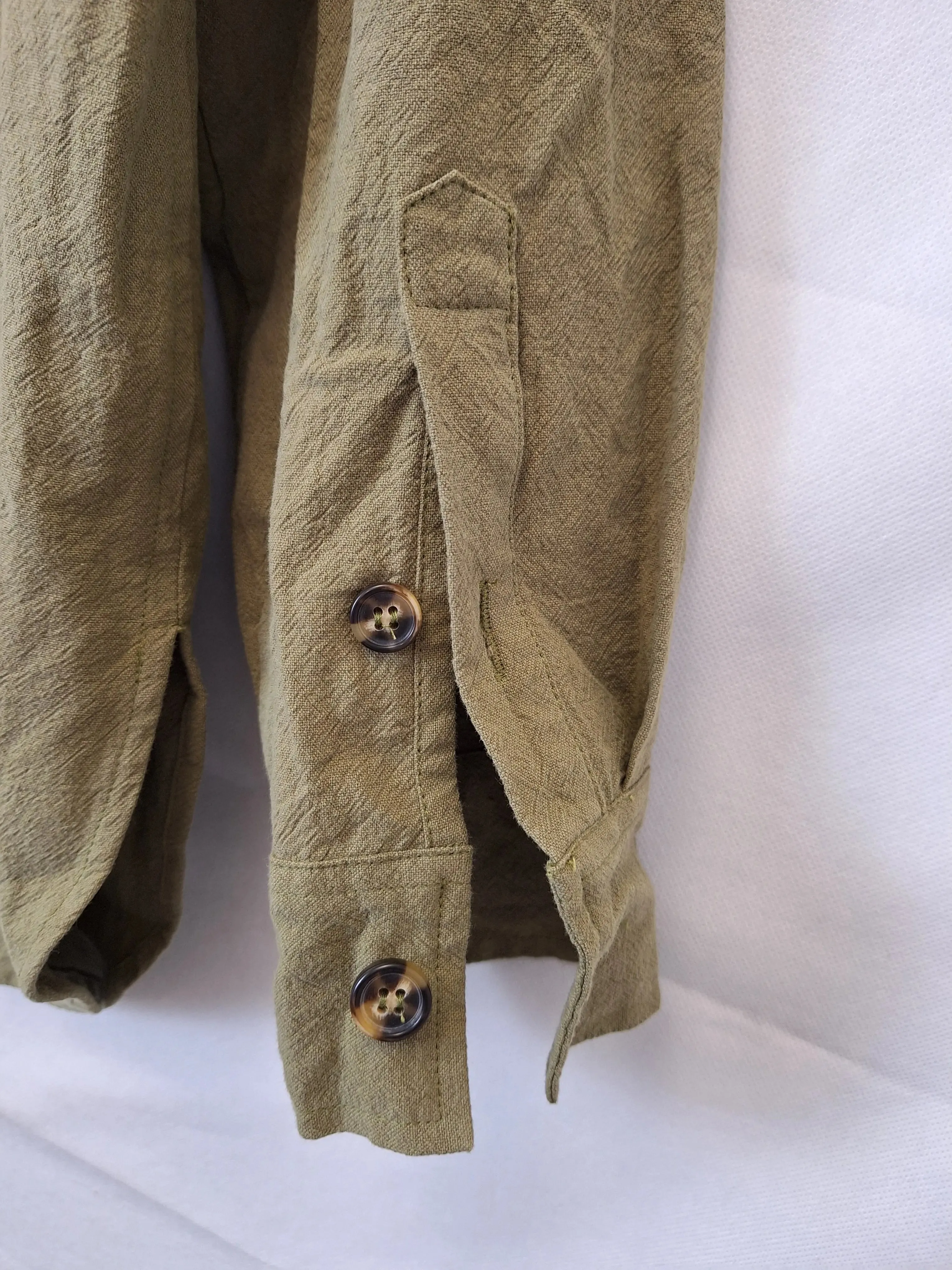 Bohemian Traders Khaki Oversized Utility Shirt Size S