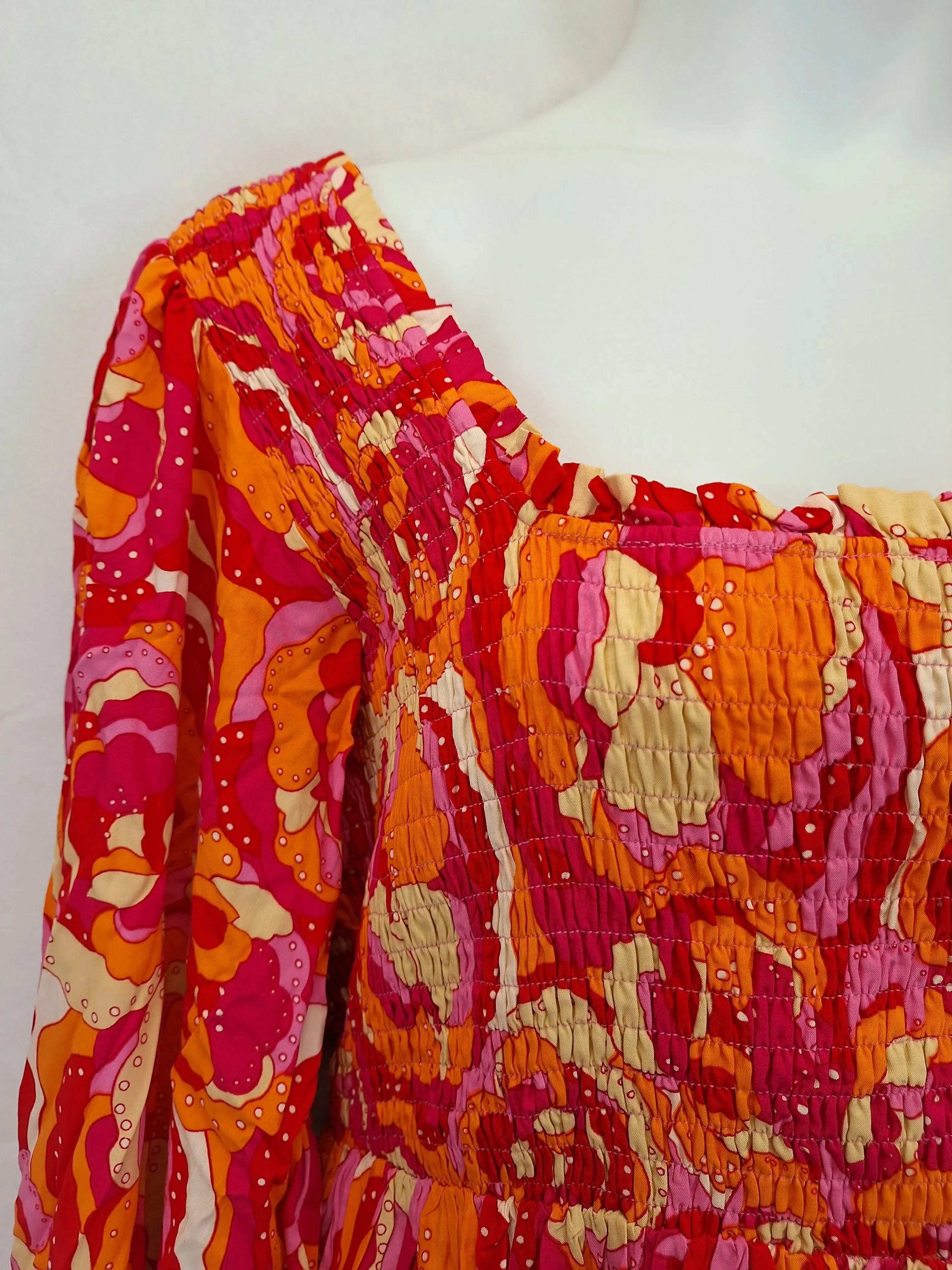 Bohemian Traders Vibrant Summer Floral Mini Dress Size L