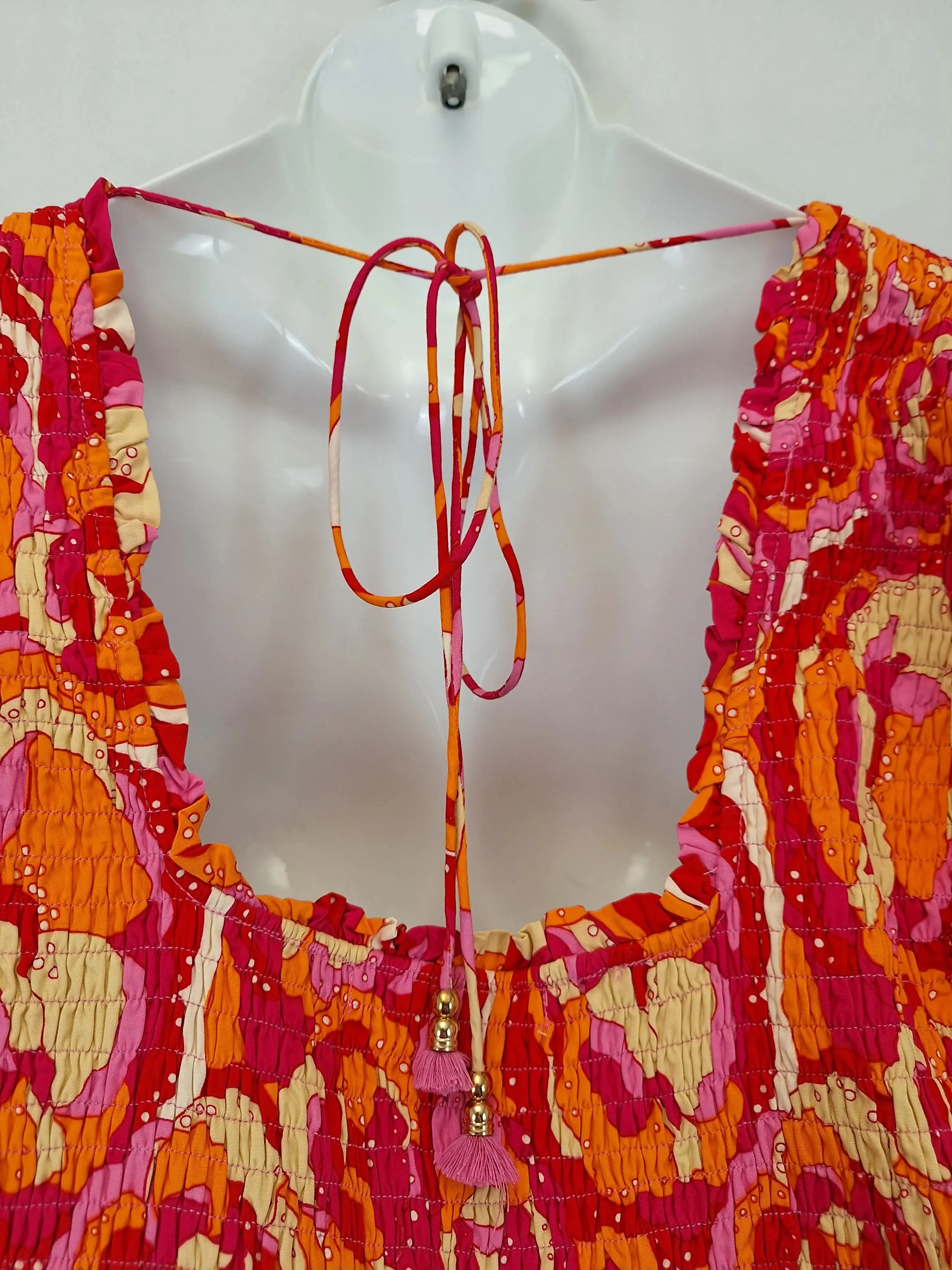 Bohemian Traders Vibrant Summer Floral Mini Dress Size L