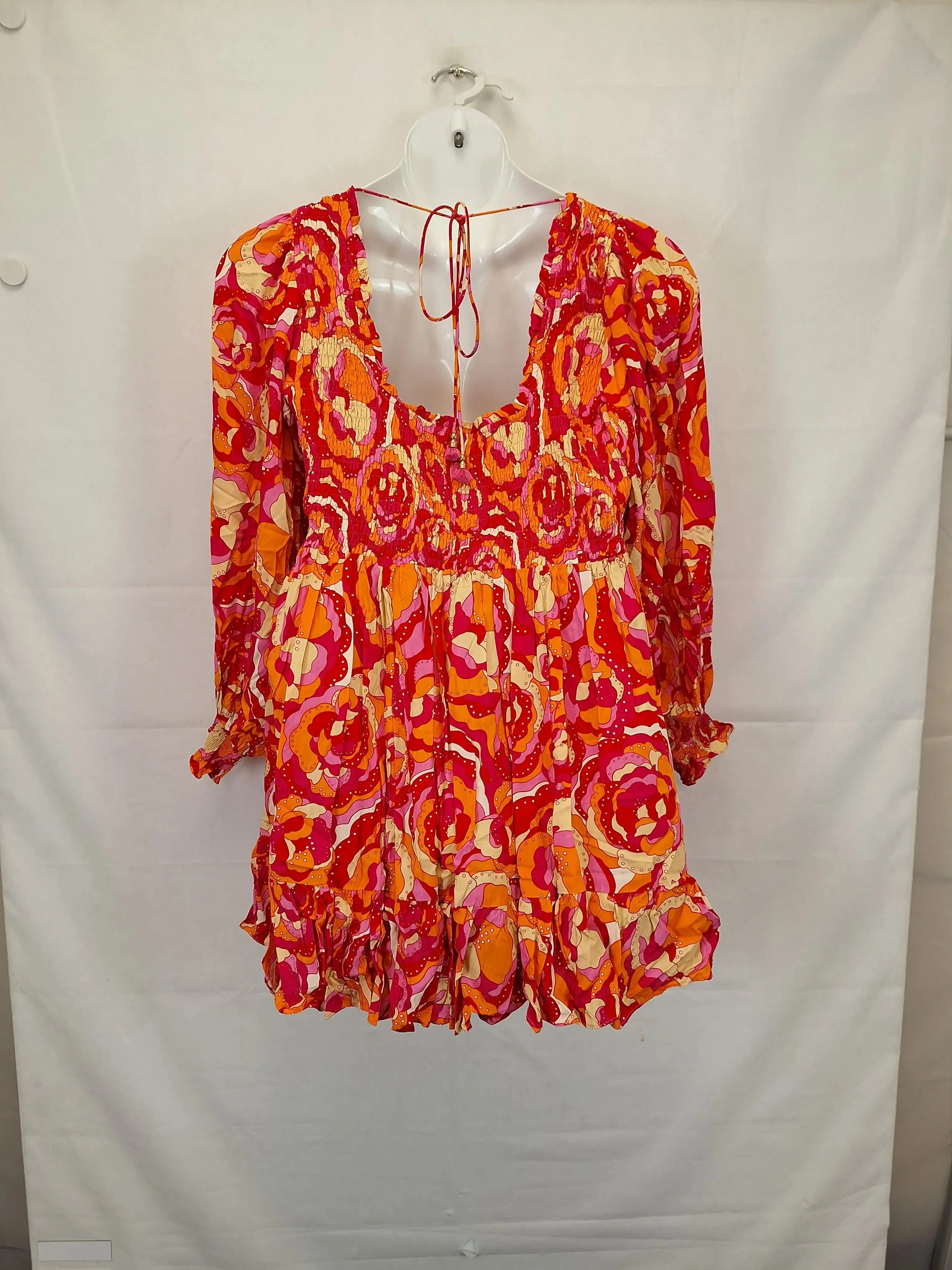 Bohemian Traders Vibrant Summer Floral Mini Dress Size L