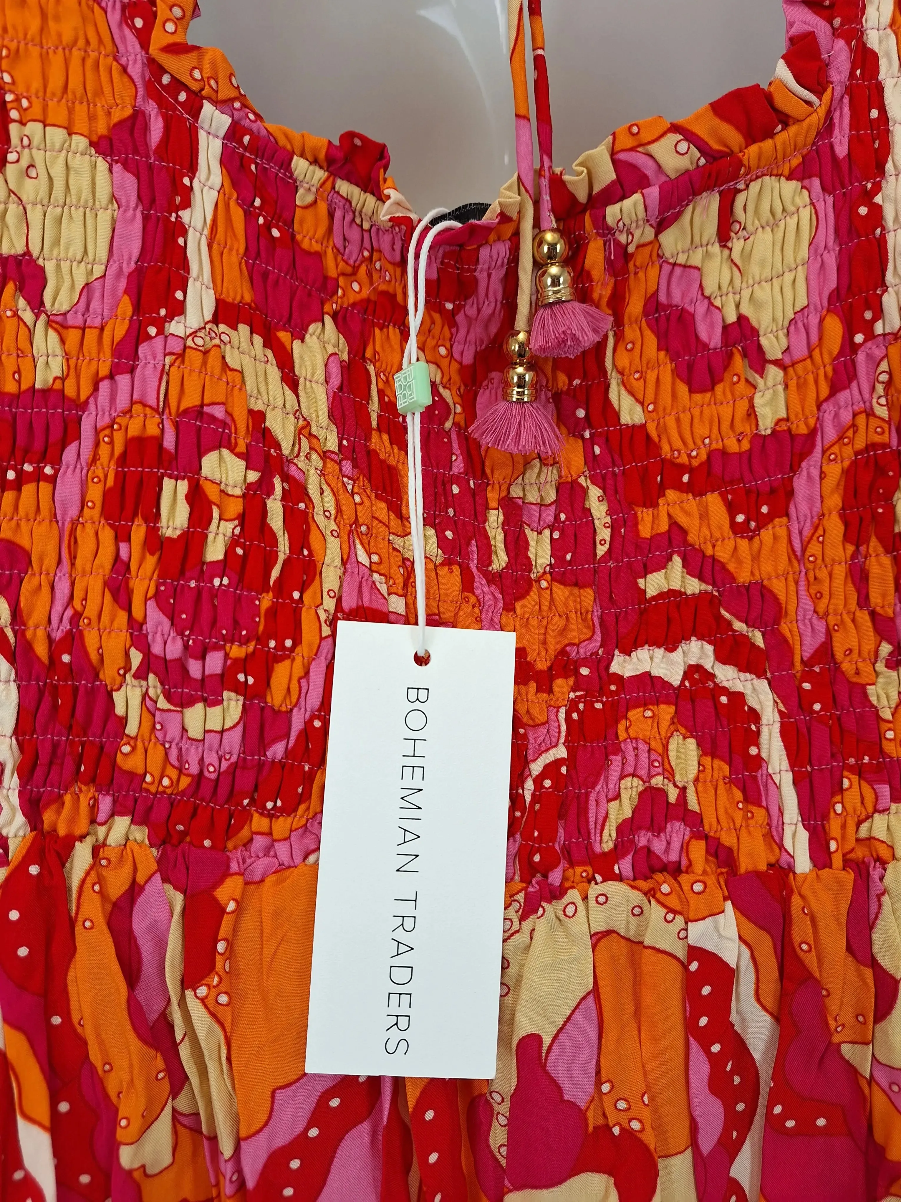 Bohemian Traders Vibrant Summer Floral Mini Dress Size L
