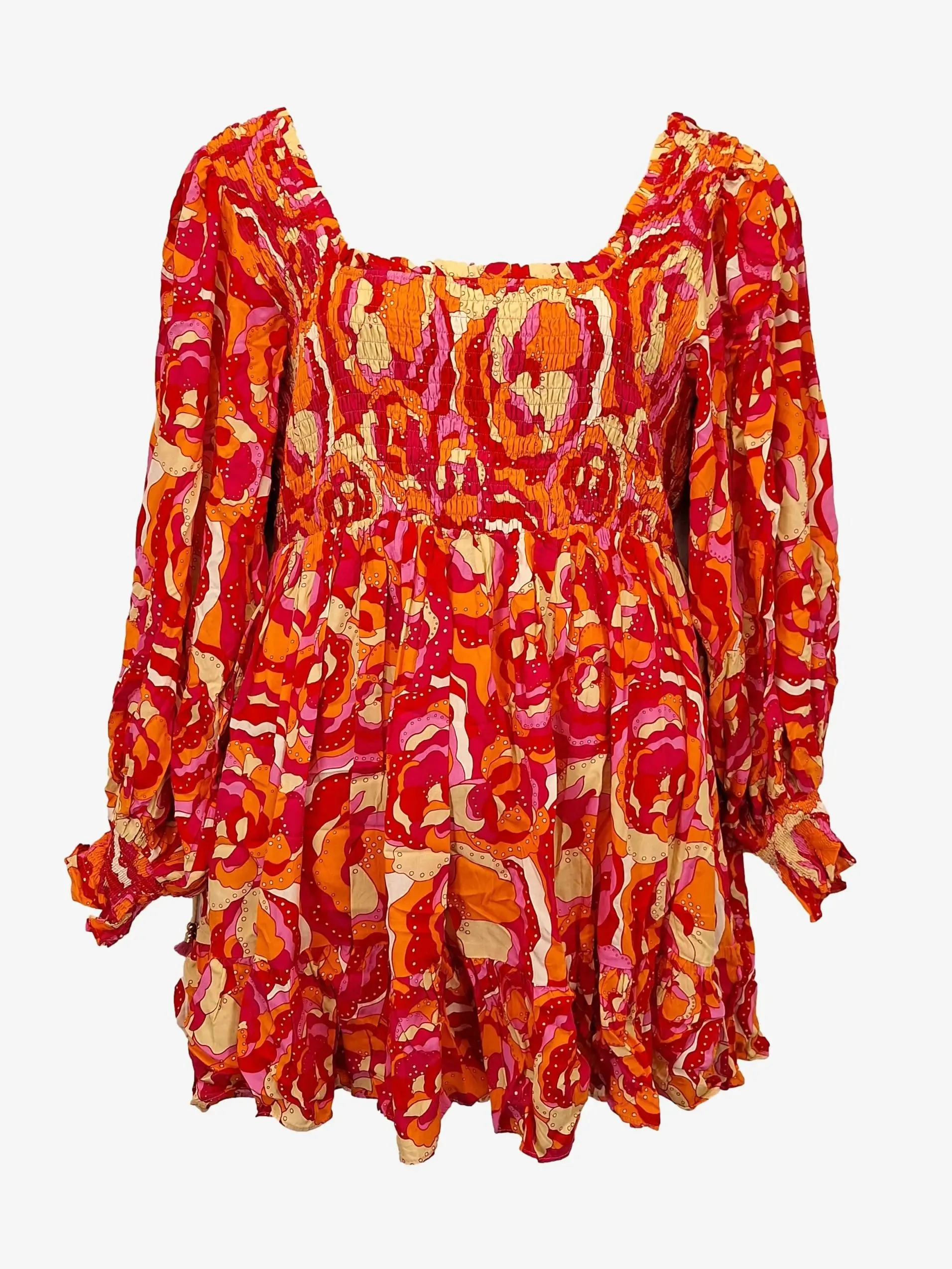 Bohemian Traders Vibrant Summer Floral Mini Dress Size L