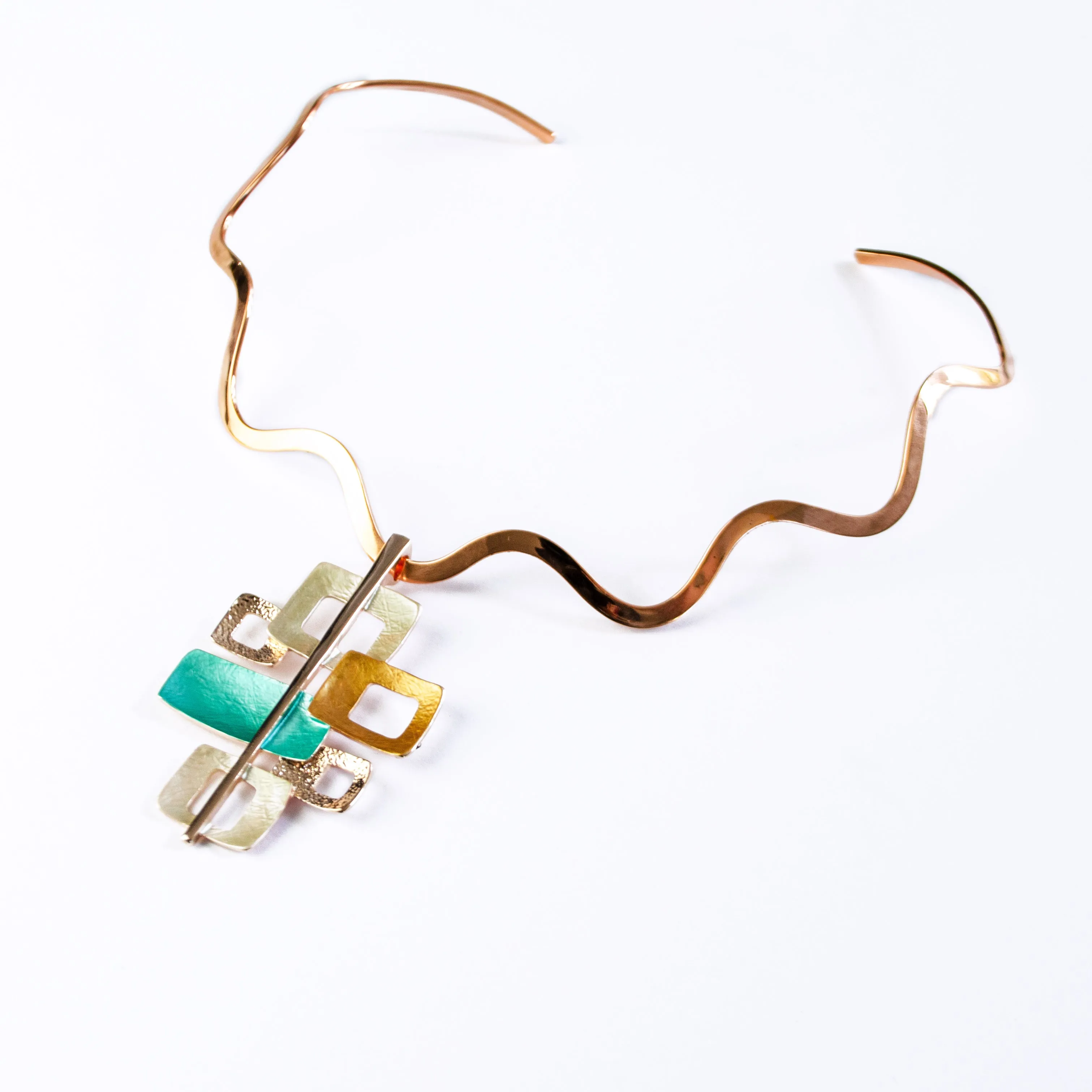 Boho Style Interlocking Squares Necklace