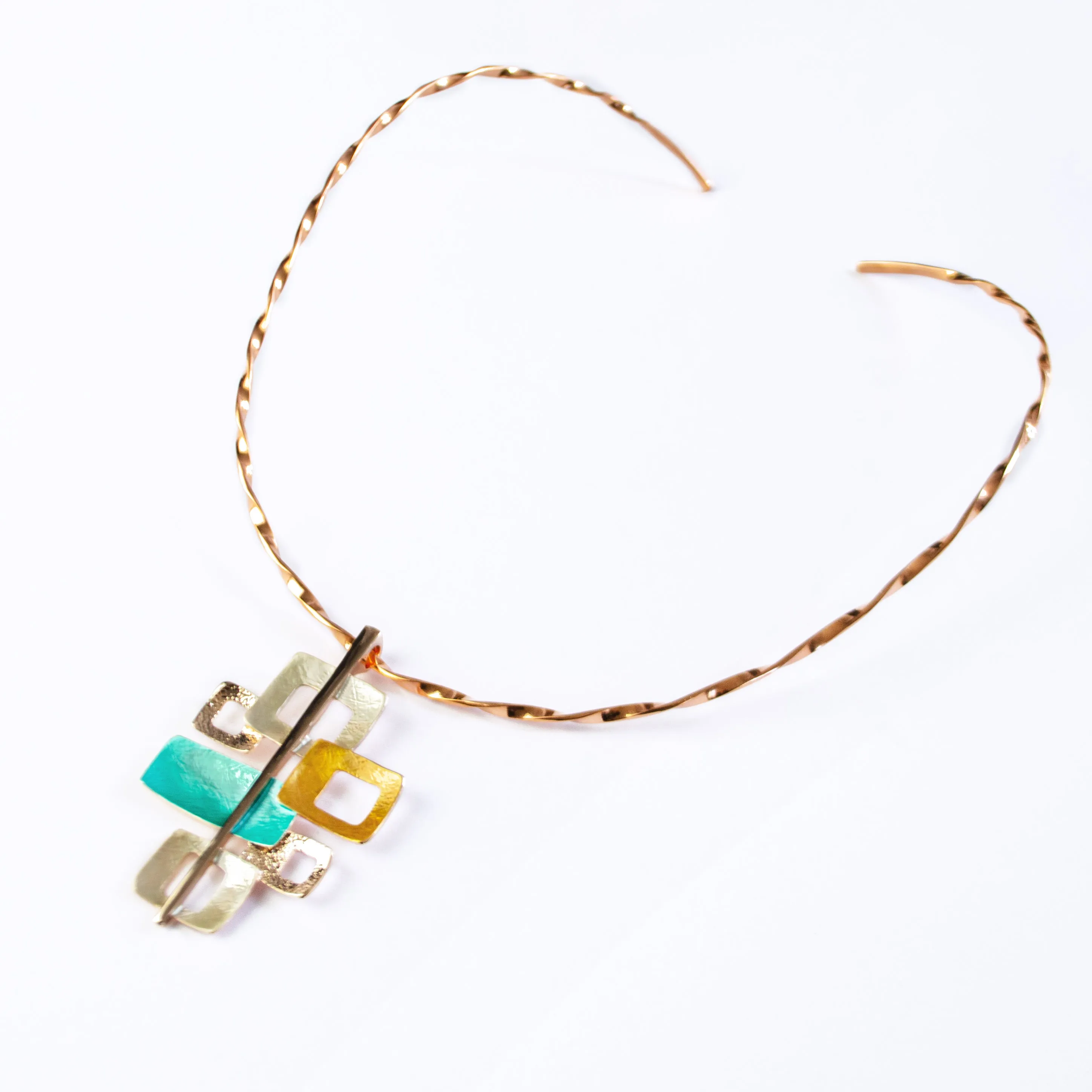 Boho Style Interlocking Squares Necklace