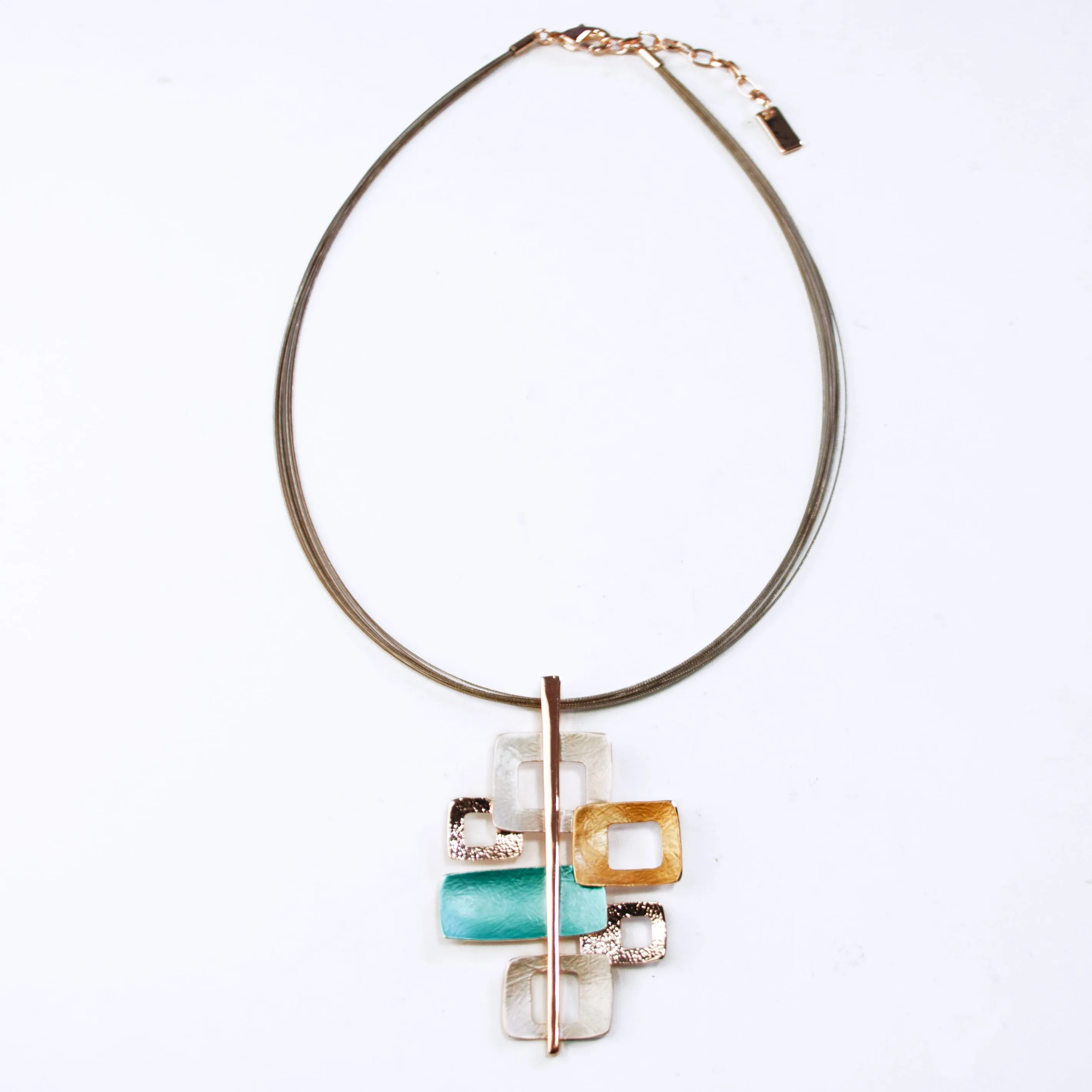 Boho Style Interlocking Squares Necklace