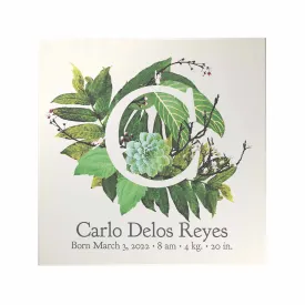 Botanical Monogram Birth Announcement Decoposter