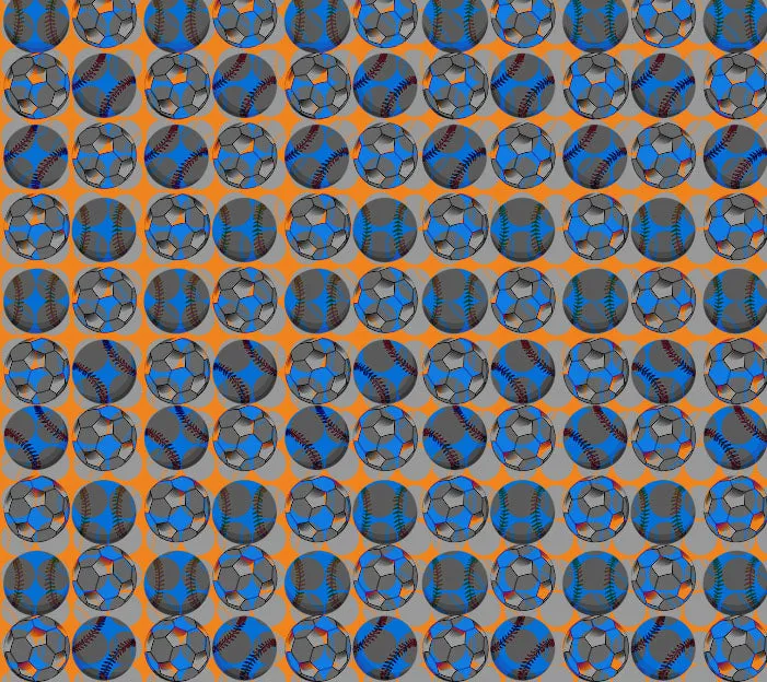 Boys size, Orange & Blue Footballs, 100% Silk Twill Tie
