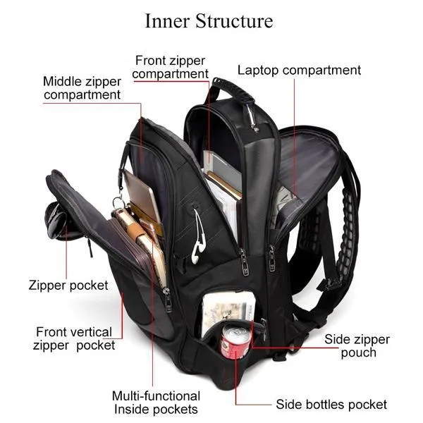 Brand Laptop Backpack Men's Travel Bags 2019 Multifunction Rucksack Waterproof Oxford Black Computer Backpacks For Teenager