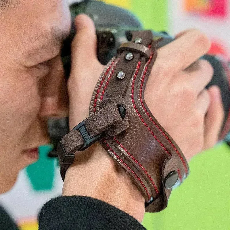 Camera leather wristband