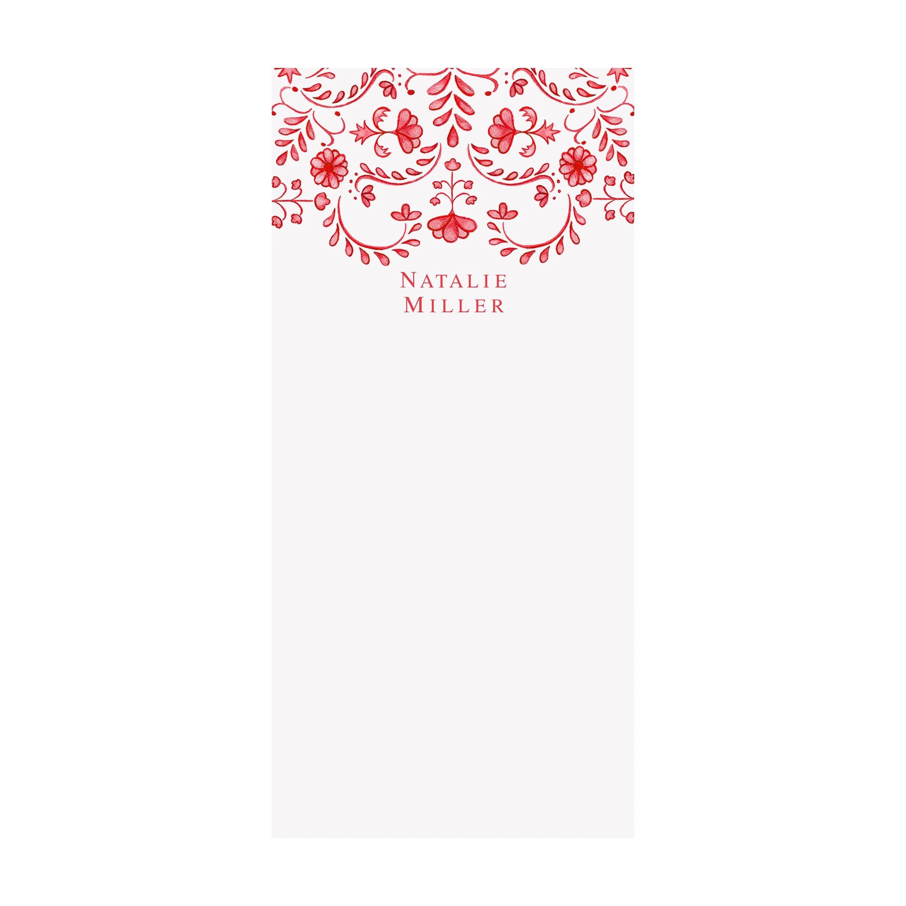 Chinoiserie Notepad- Personalized- Red