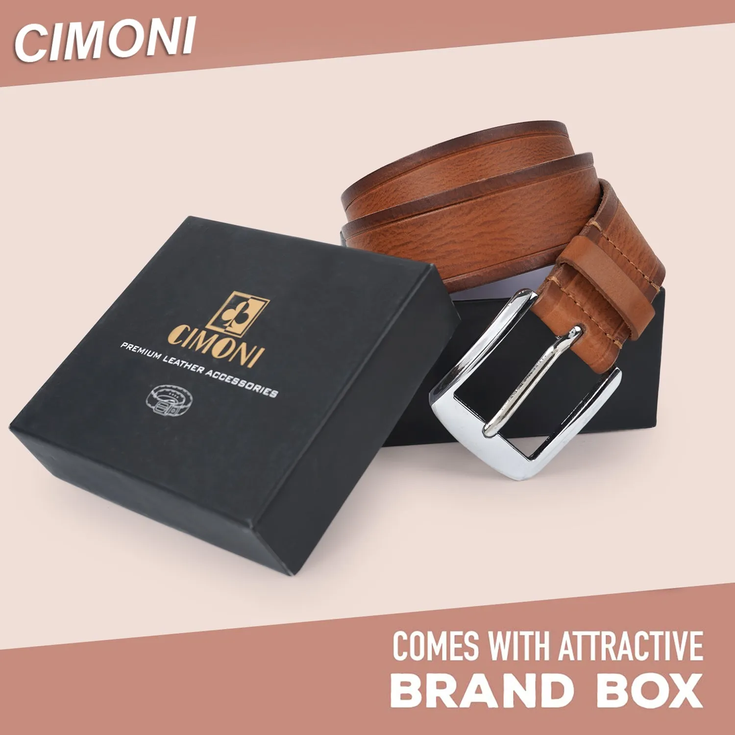 CIMONI Stylish Genuine Leather Formal Trendy Daytrip Slim Design Mens Belt With Box ( 1 Year Gurantee)