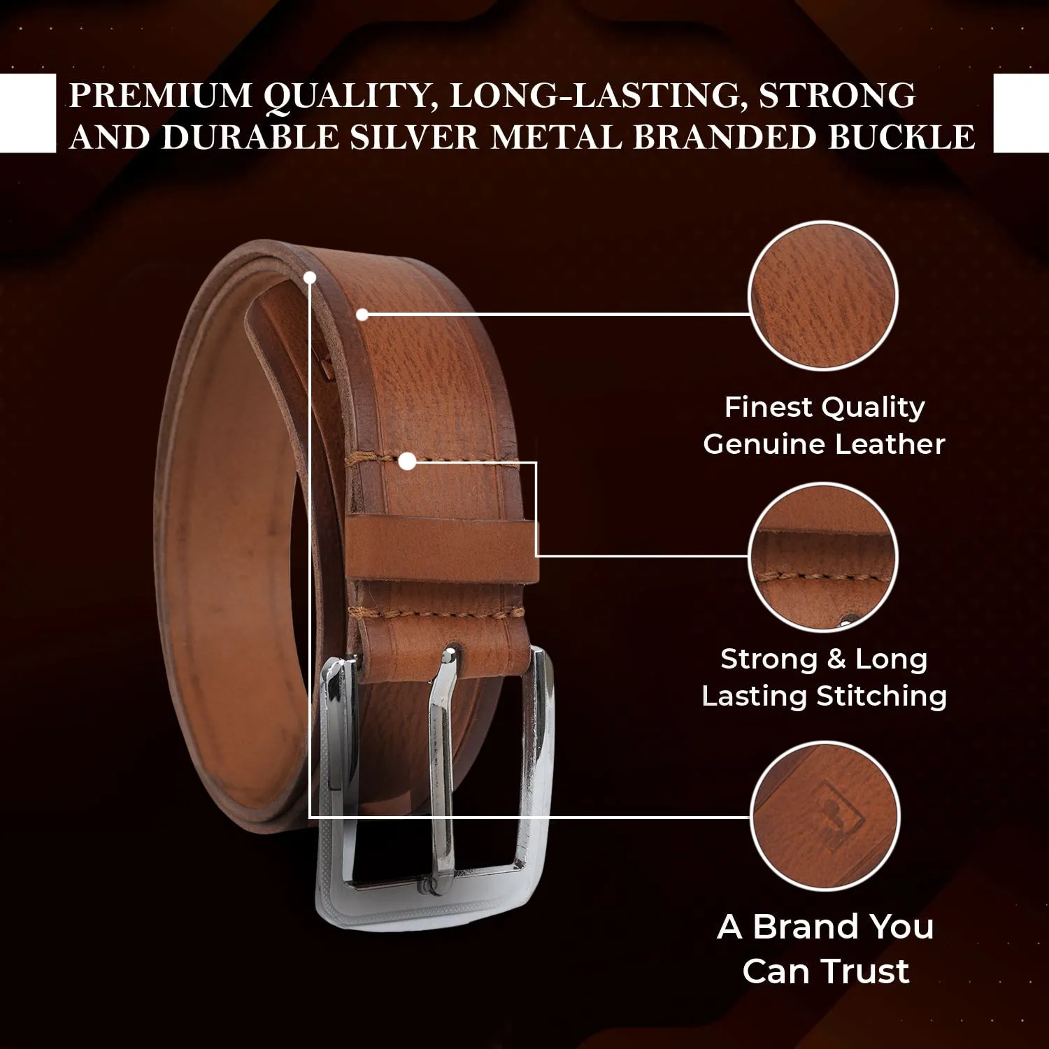 CIMONI Stylish Genuine Leather Formal Trendy Daytrip Slim Design Mens Belt With Box ( 1 Year Gurantee)
