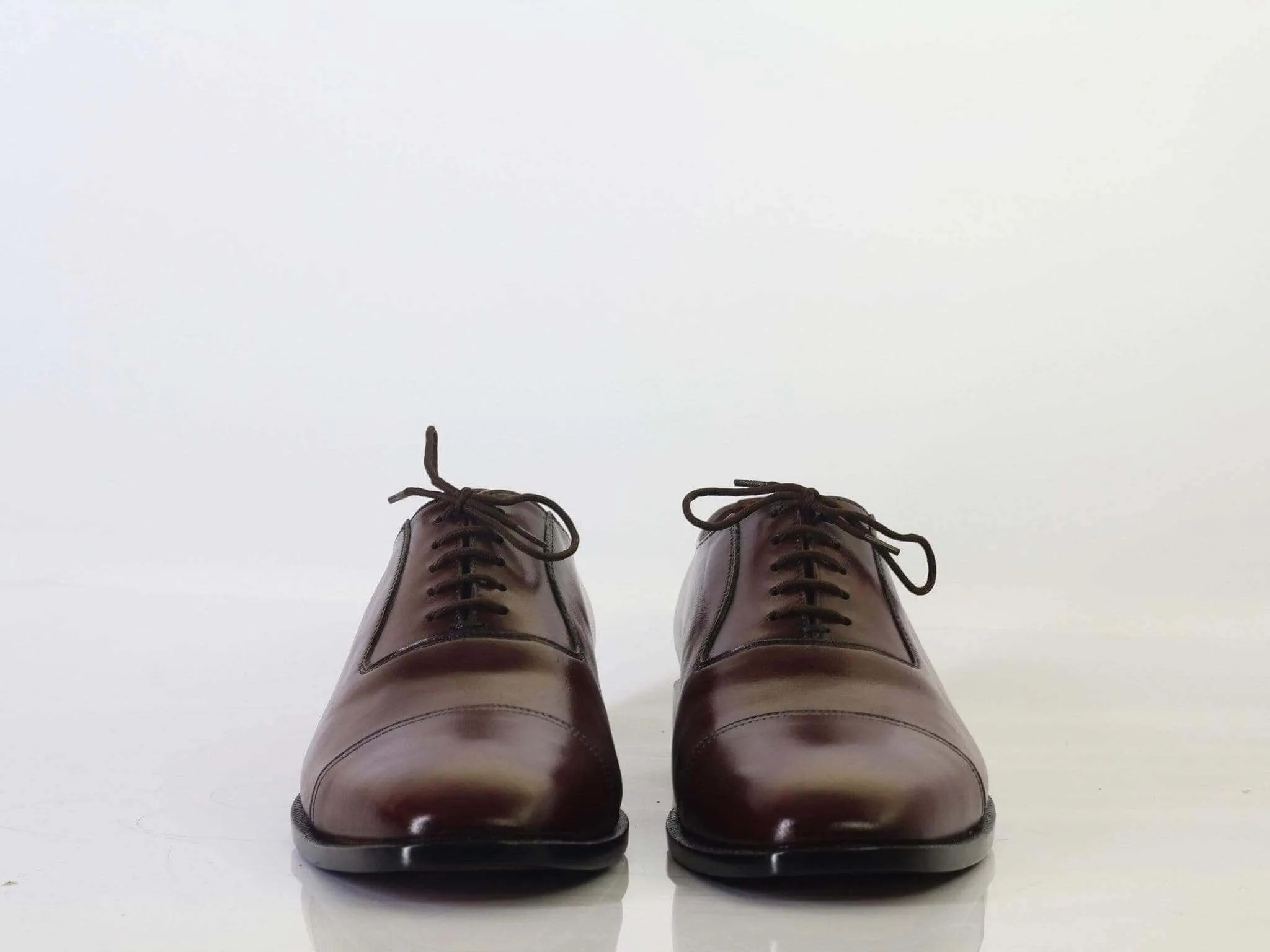 Classic Handmade Men's Burgundy Leather Cap Toe Lace Up Shoes, Men Dress Formal Shoes