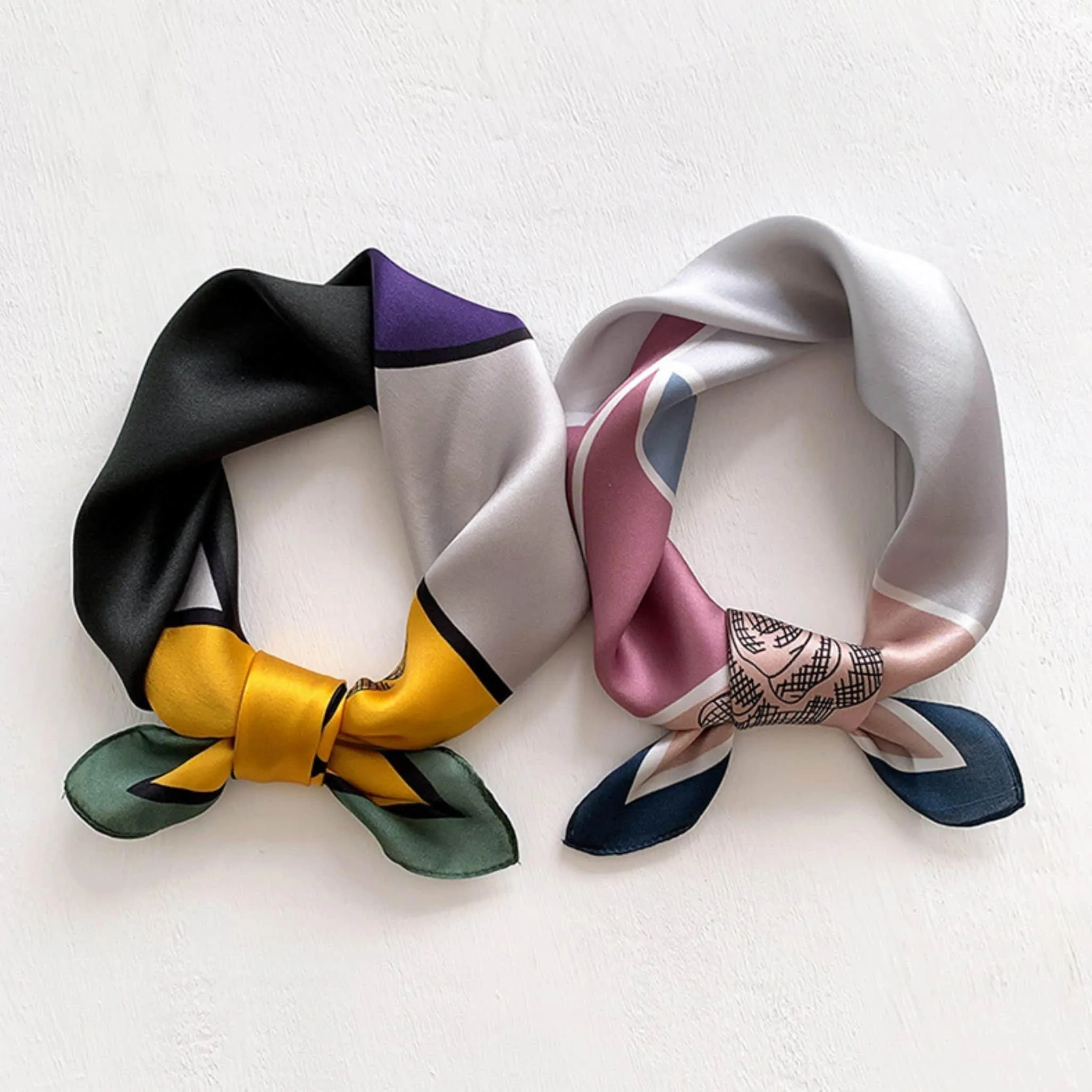 Color contrast 100% mulberry Silk Scarf/Silk head scarf/Silk hair scarf/Silk neck scarf/Mother's Day Gifts/Bag Accessory/Gift for her