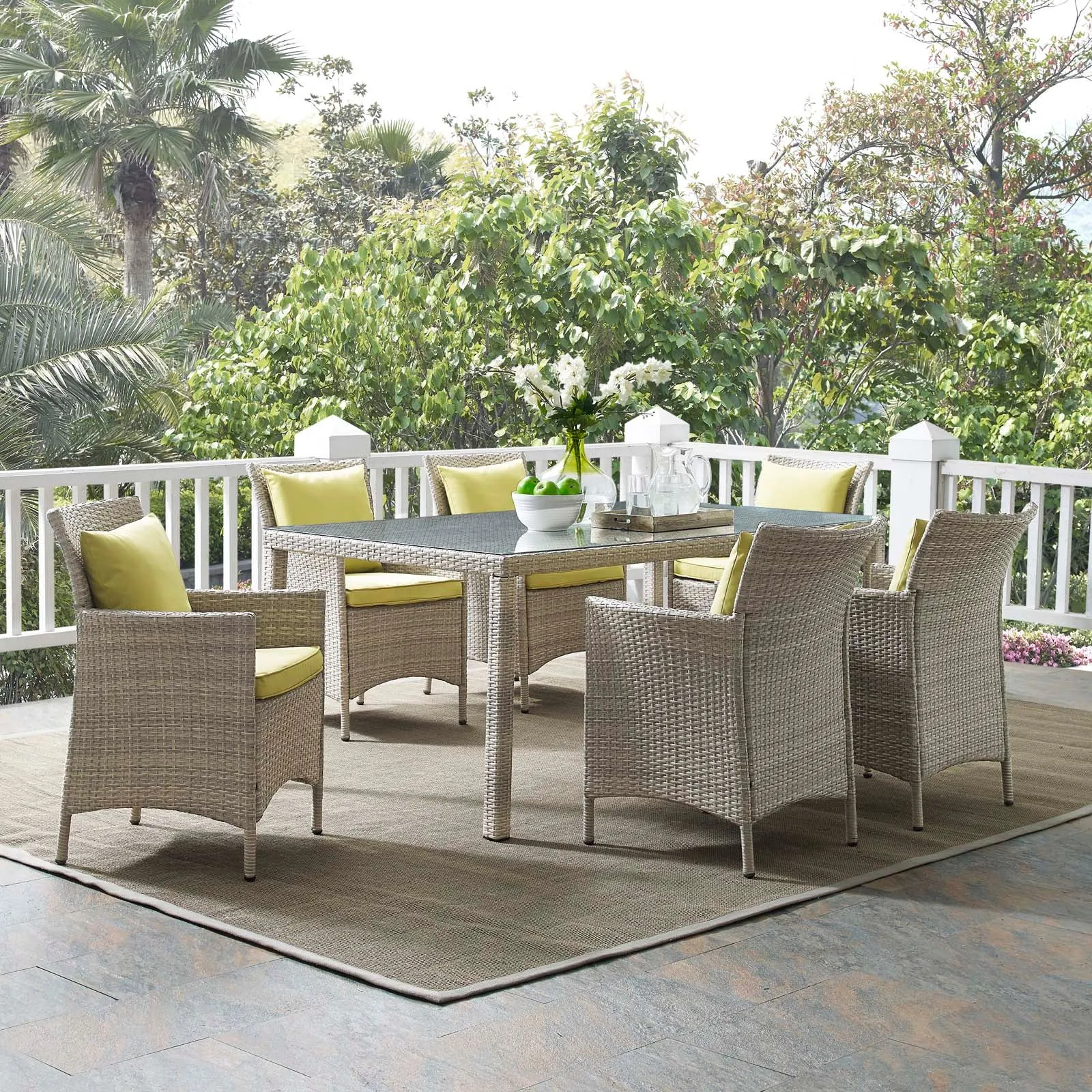 Conduit 7 Piece Outdoor Patio Wicker Rattan Dining Set by Modway