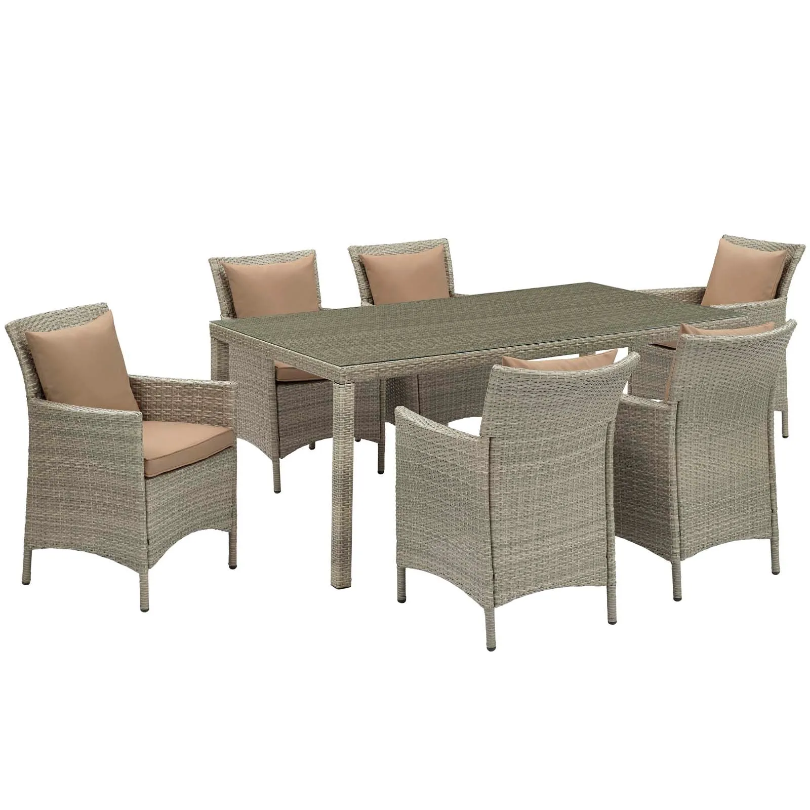 Conduit 7 Piece Outdoor Patio Wicker Rattan Dining Set by Modway