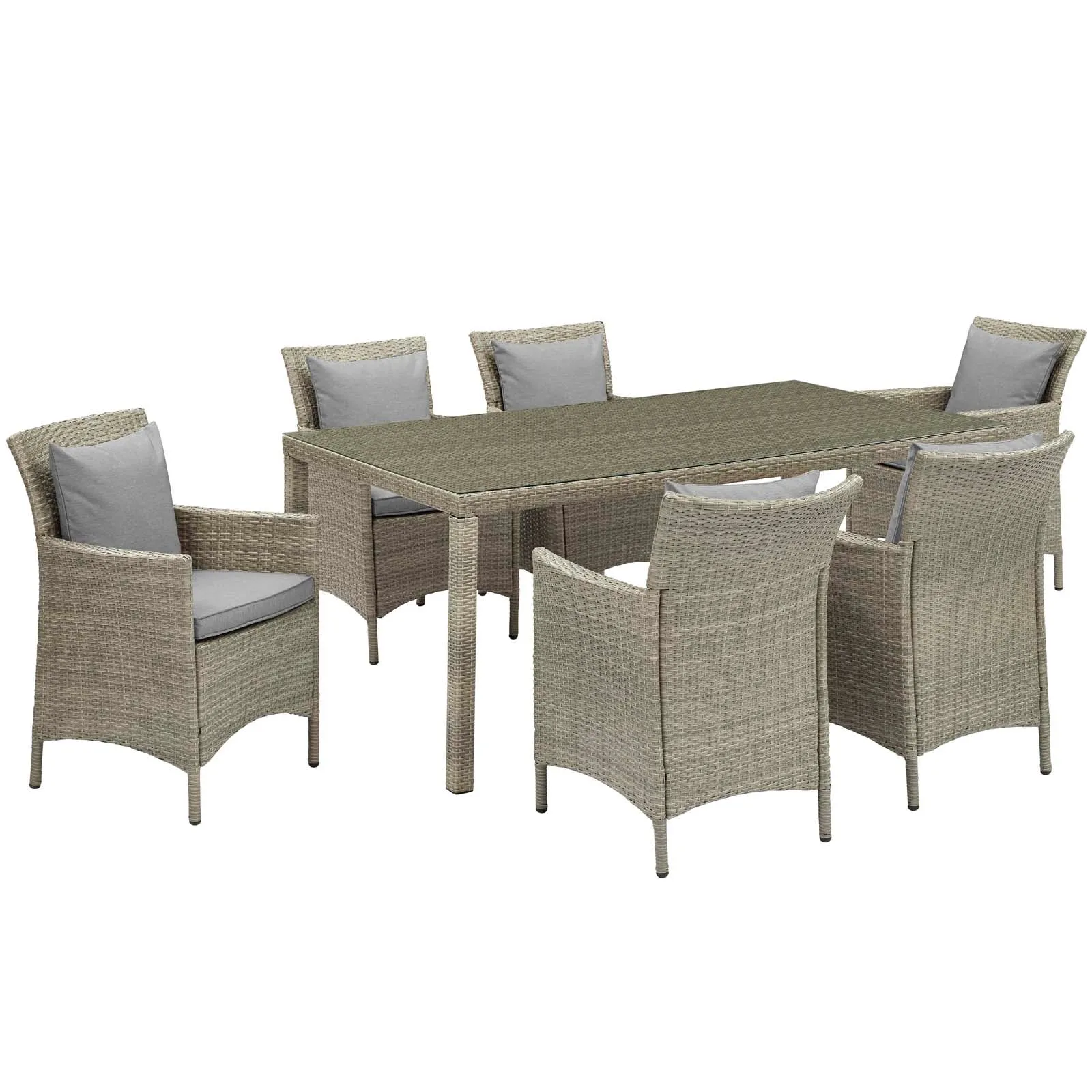 Conduit 7 Piece Outdoor Patio Wicker Rattan Dining Set by Modway