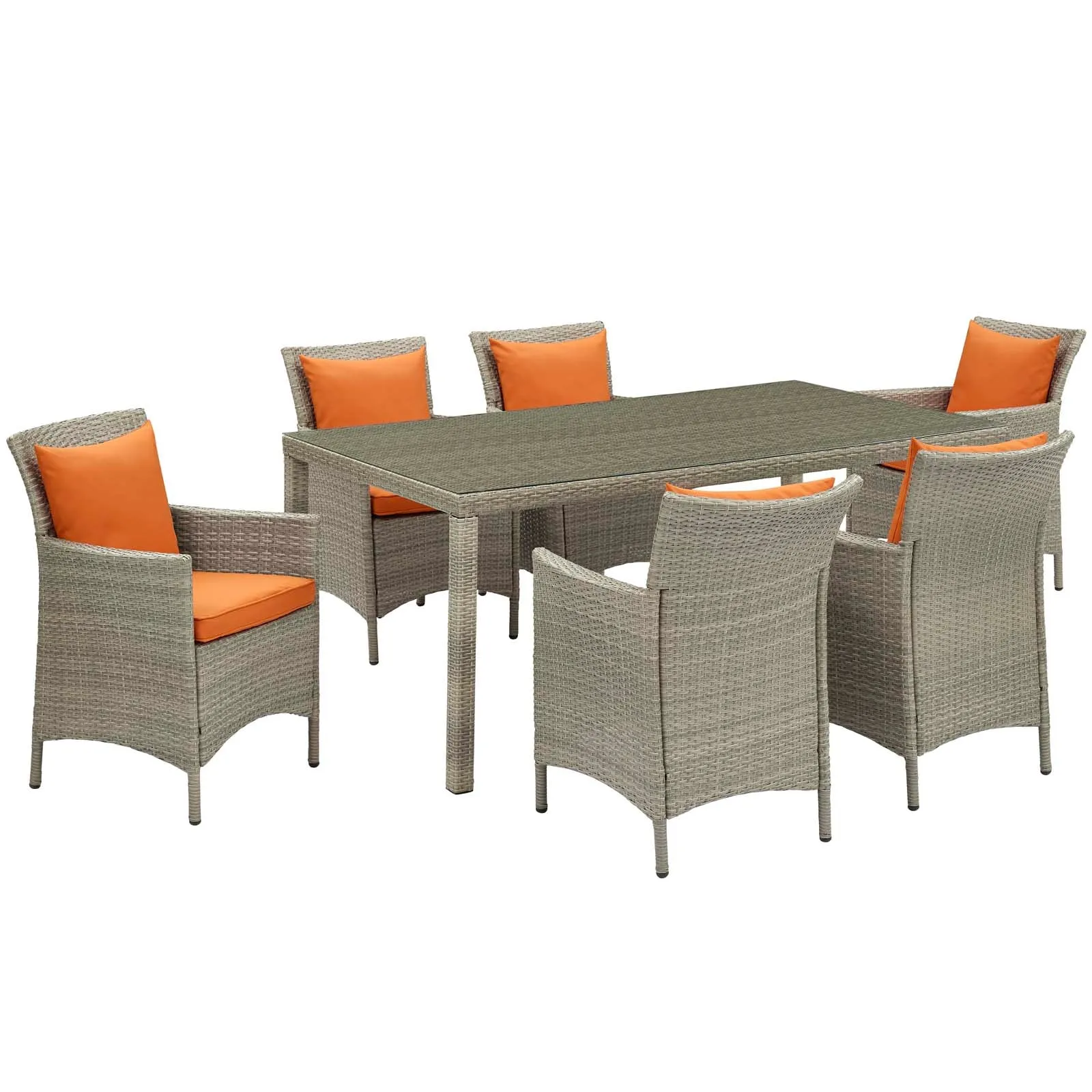 Conduit 7 Piece Outdoor Patio Wicker Rattan Dining Set by Modway