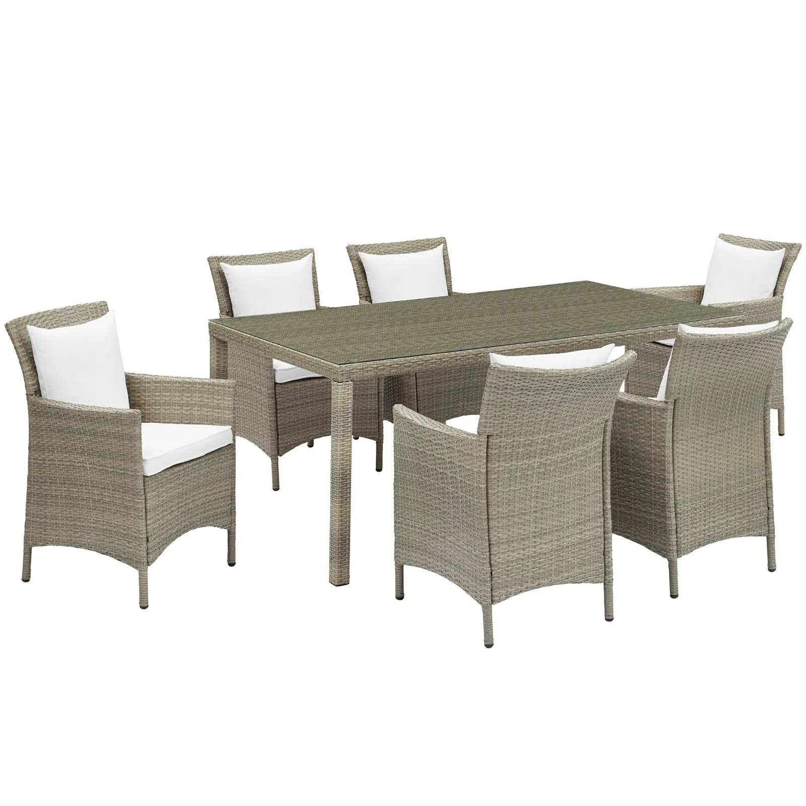 Conduit 7 Piece Outdoor Patio Wicker Rattan Dining Set by Modway