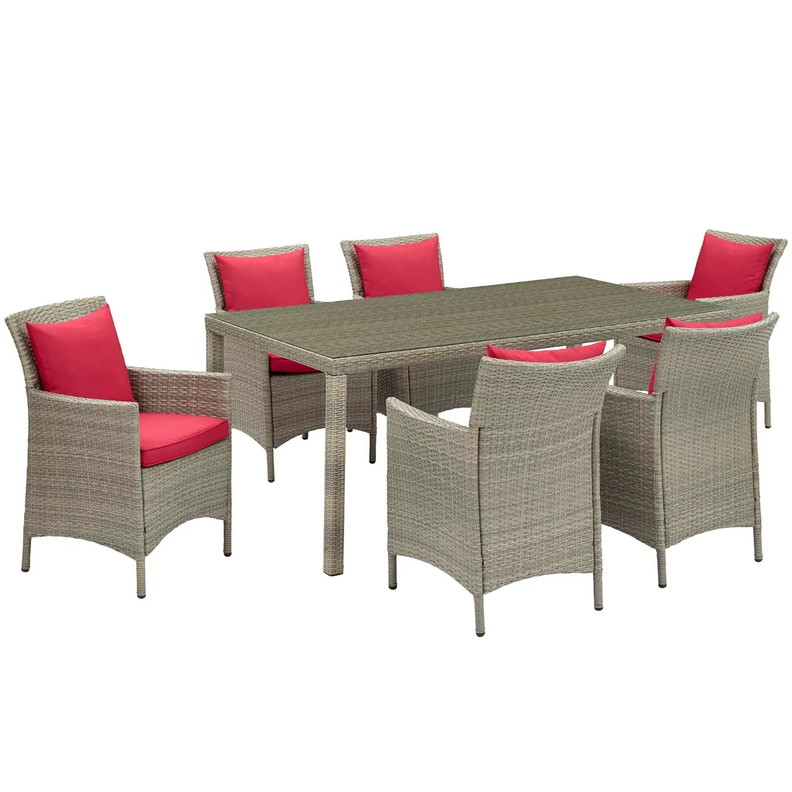 Conduit 7 Piece Outdoor Patio Wicker Rattan Dining Set by Modway