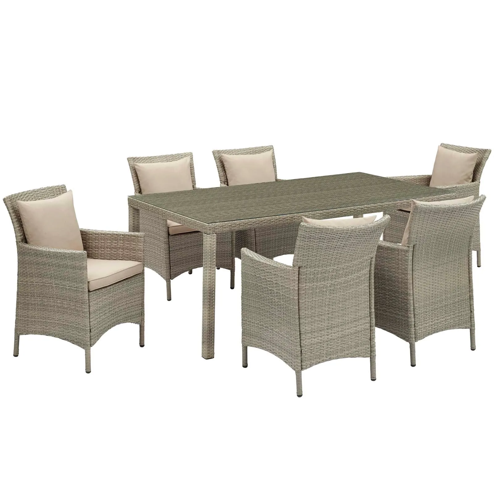 Conduit 7 Piece Outdoor Patio Wicker Rattan Dining Set by Modway