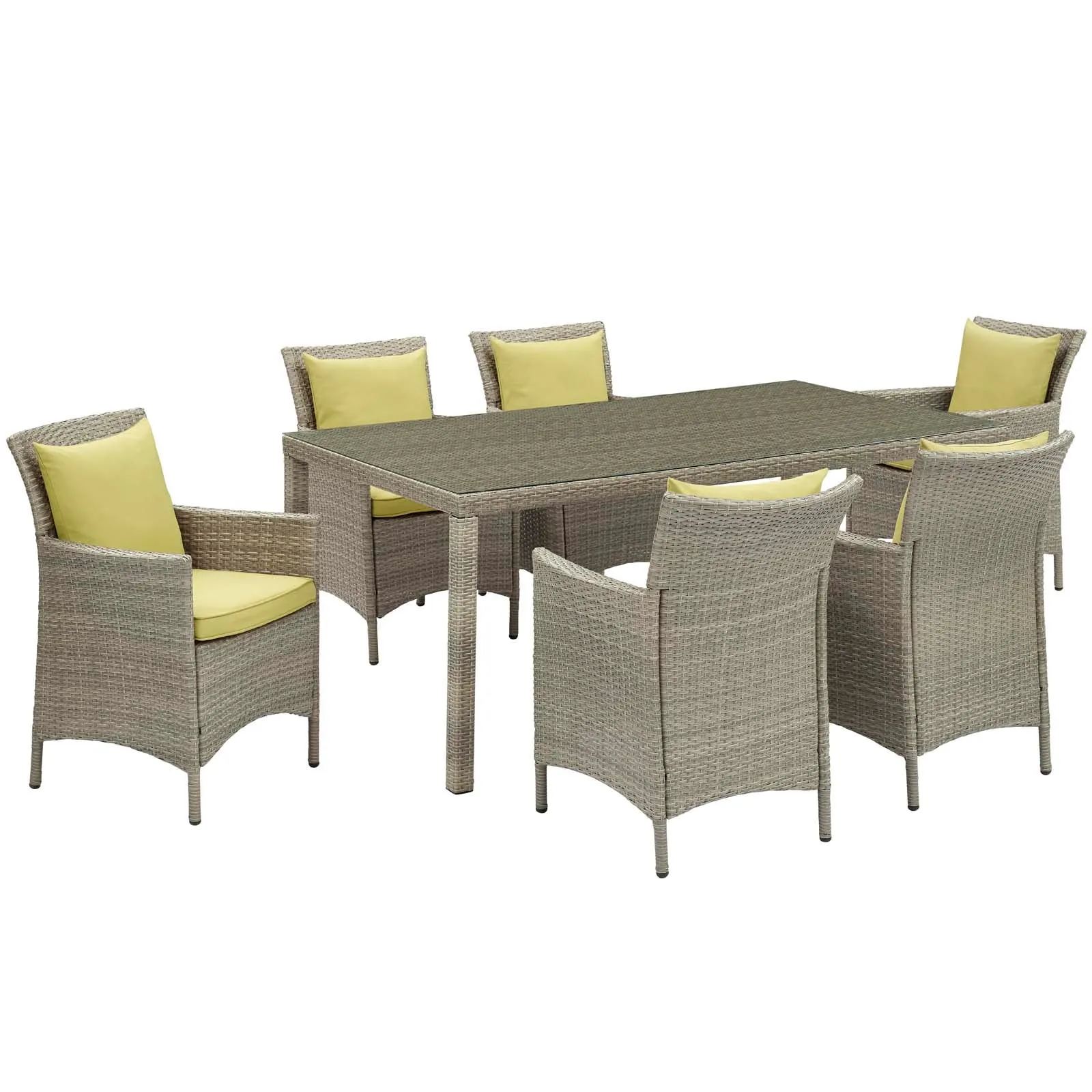Conduit 7 Piece Outdoor Patio Wicker Rattan Dining Set by Modway