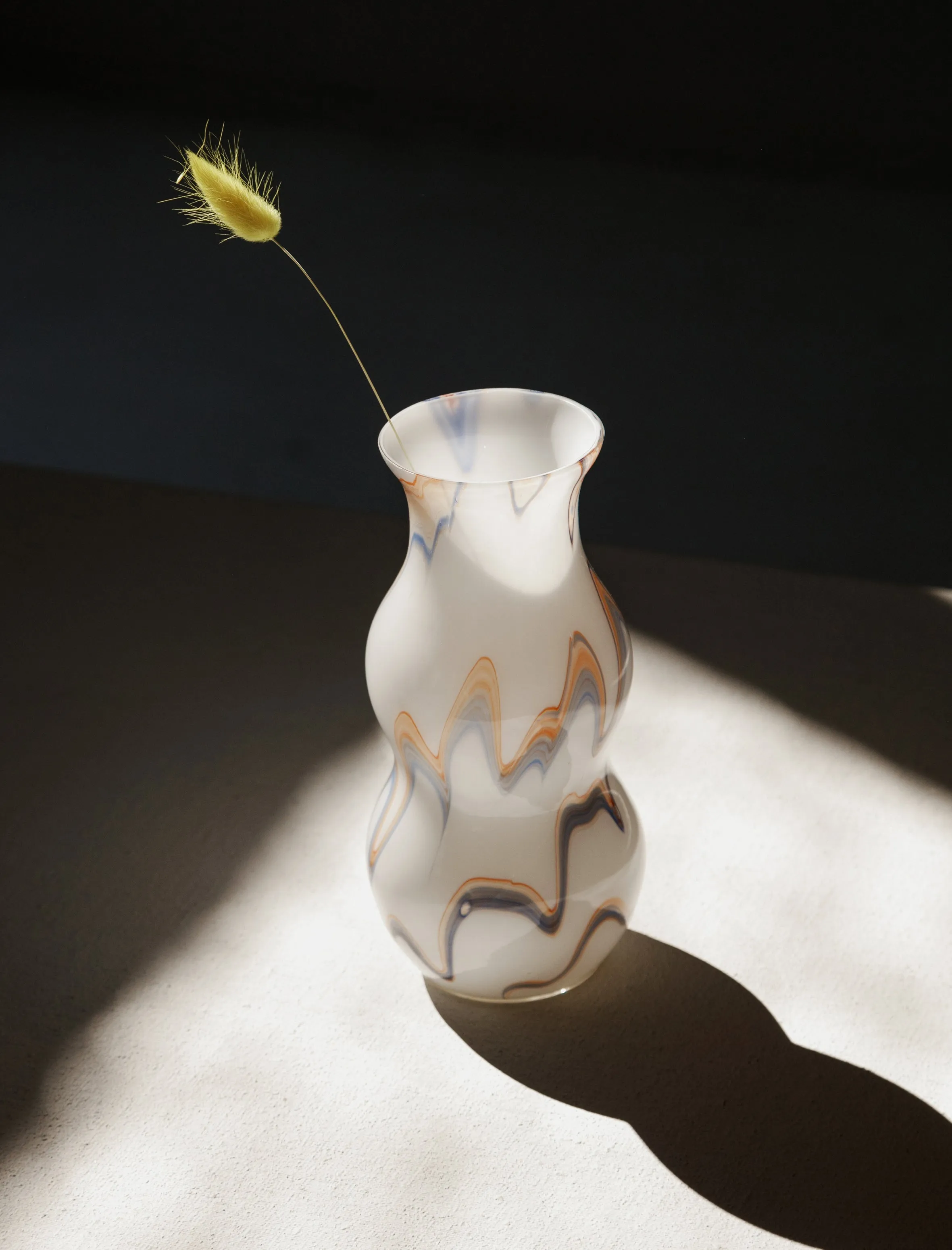 Czech Marbled Glass Vase Pale Waves