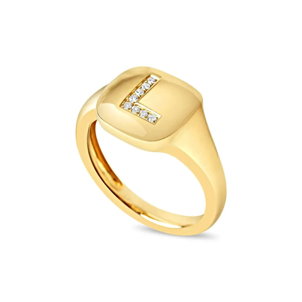 DIAMOND LETTER SIGNET RING