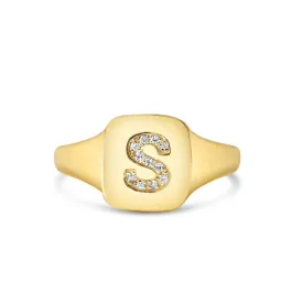 DIAMOND LETTER SIGNET RING