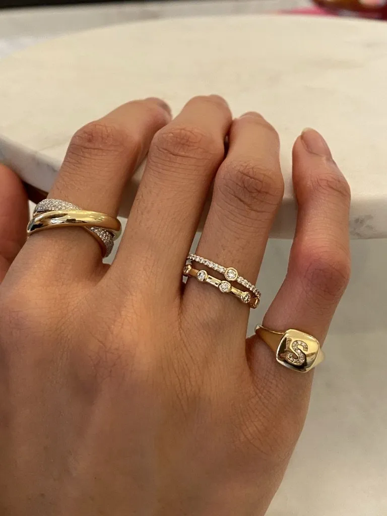 DIAMOND LETTER SIGNET RING