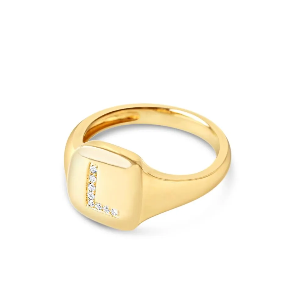 DIAMOND LETTER SIGNET RING