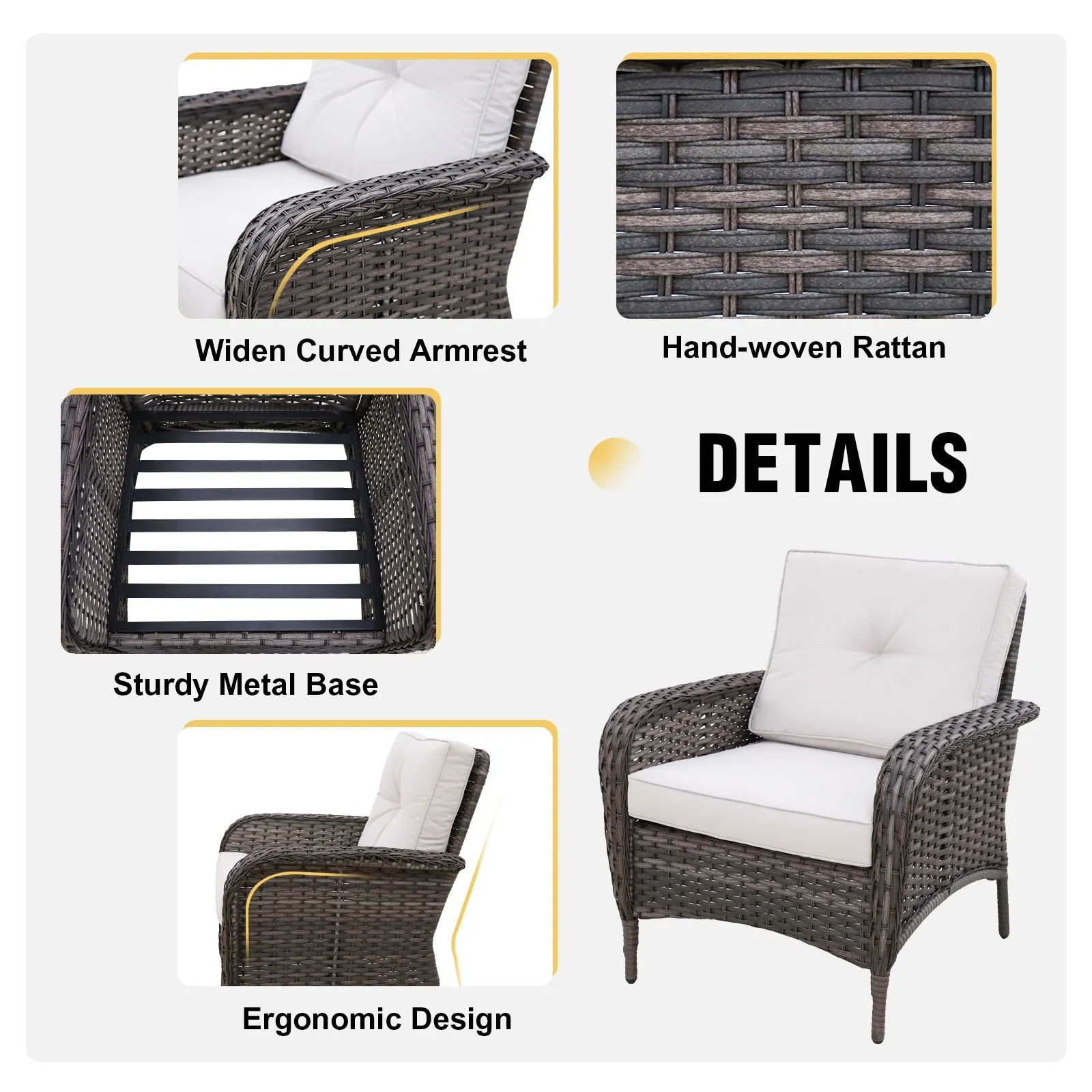 EAGLE PEAK 5pc Rattan Outdoor Patio Conversation Set