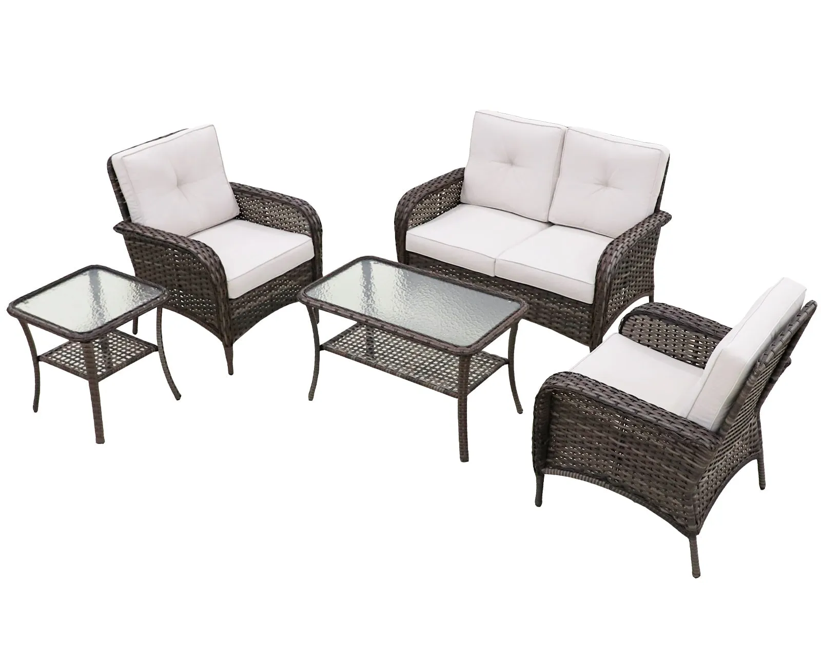 EAGLE PEAK 5pc Rattan Outdoor Patio Conversation Set