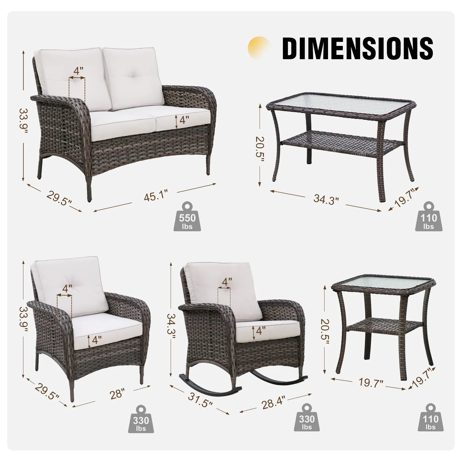 EAGLE PEAK 7 Piece Rattan Outdoor Patio Conversation Set