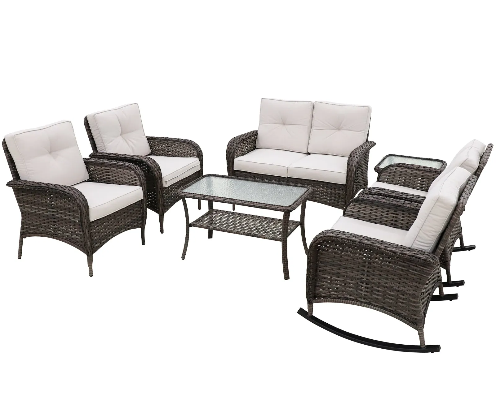 EAGLE PEAK 7 Piece Rattan Outdoor Patio Conversation Set